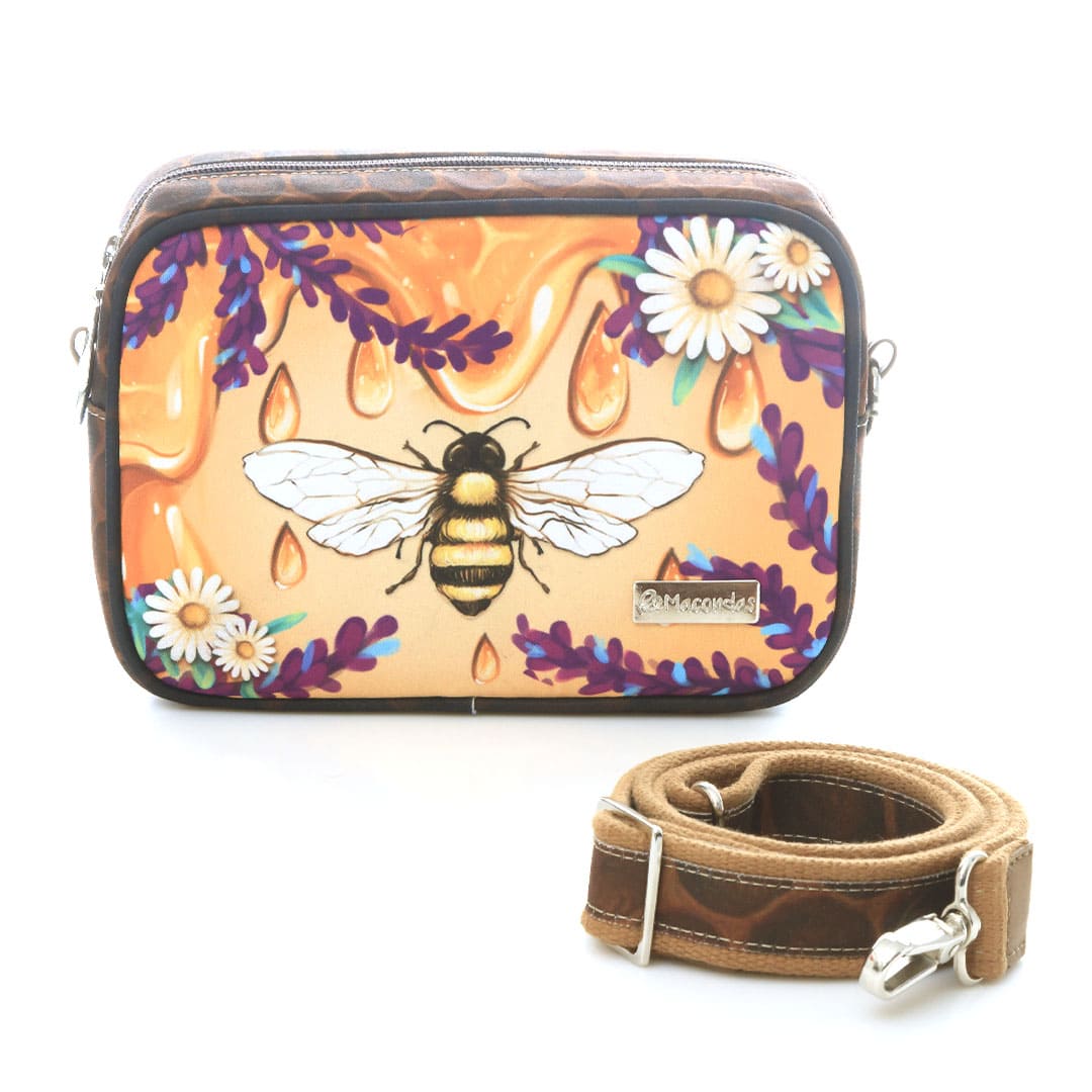 Honey Bee Crossbody Bag for Women - Hands-Free Purse with Adjustable Strap - Cute Bee Print Fashion Accessory for Daily Use, Shopping, and Travel