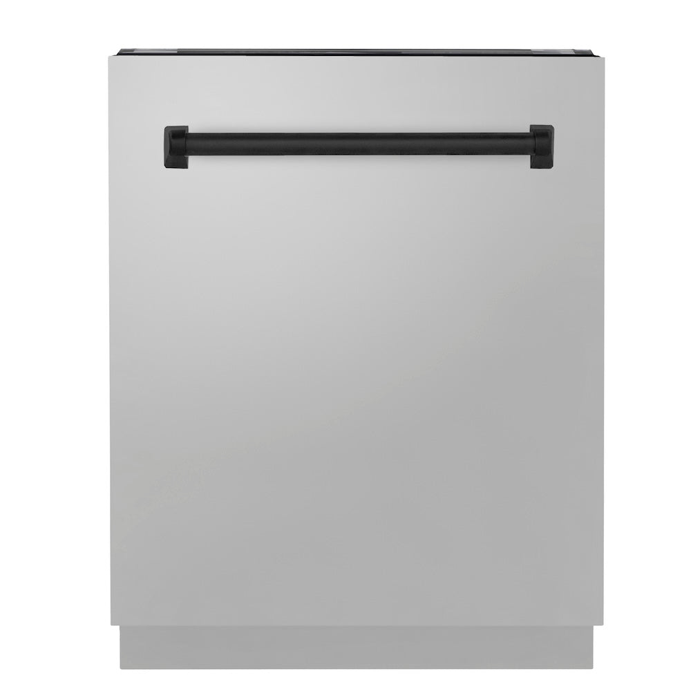 ZLINE Autograph Edition 24-inch Stainless Steel Built-In Dishwasher with Matte Black Handle - 3rd Rack & Tall Tub Design, Ultra Quiet 51dBa (DWVZ 304 24 MB) - Perfect for Modern Kitchens, Open-Concept Homes & Luxury Apartments