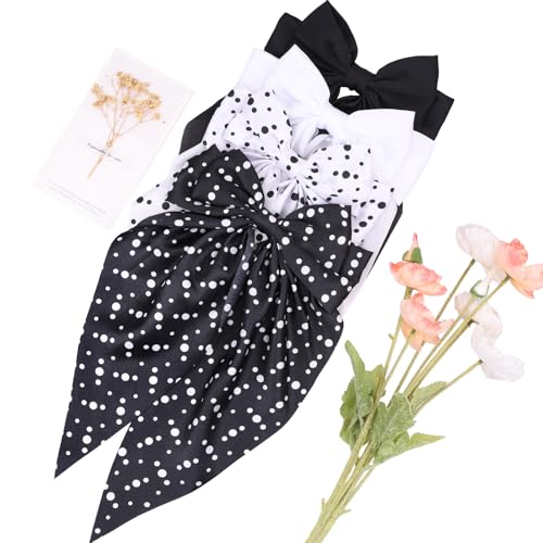 Satin Clips-Black, White, Black Polka Dot, White Polka Dot