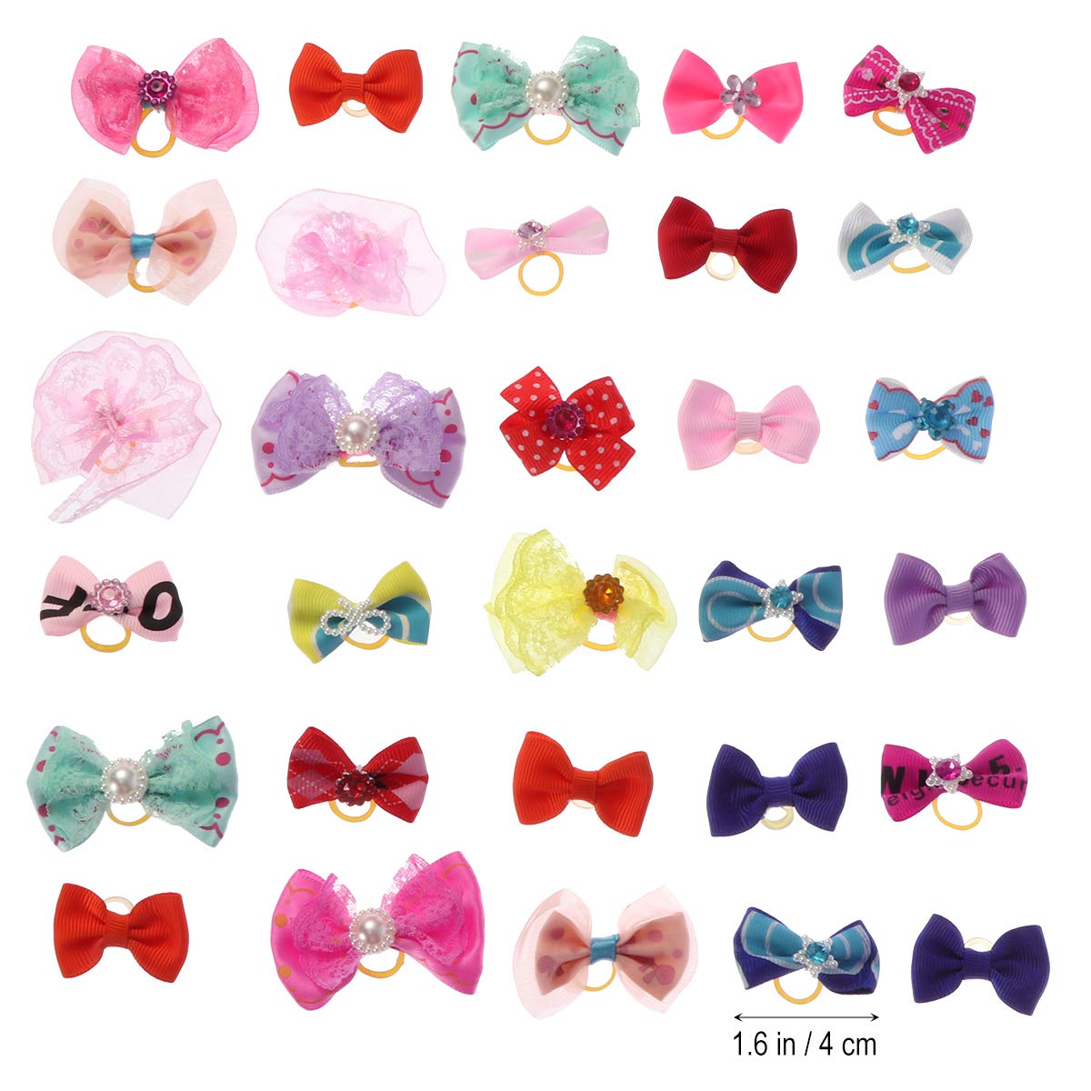 60pcs Elastic Hair Bands - Soft Rubber Hair Ties with Bowknot for Women, Girls & Pets | Perfect for Ponytails, Braids & Pet Grooming | Hair Accessories for Daily Use, Workouts & Styling