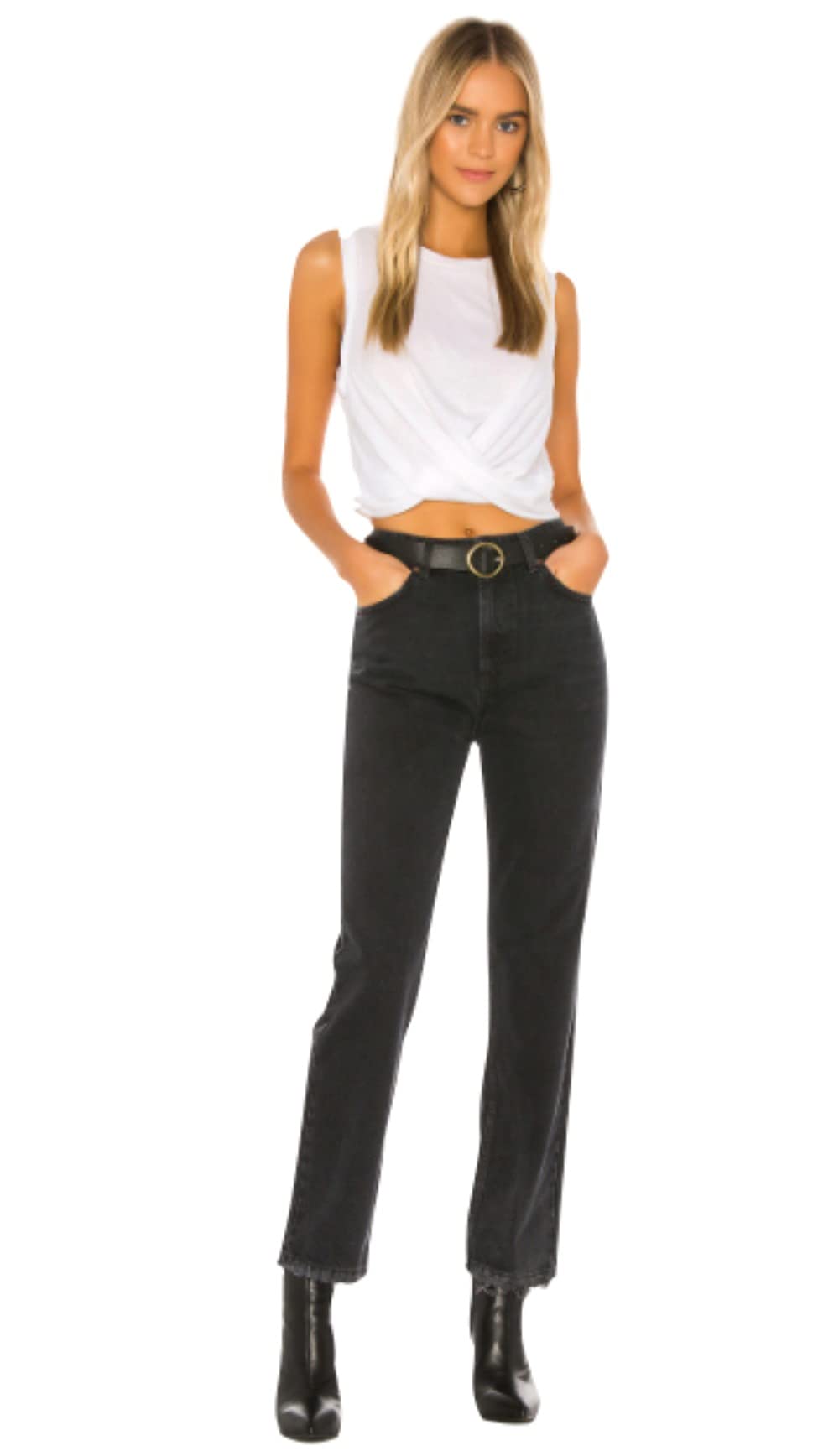 We The Free Women's Dakota High Rise Straight Leg Jeans - Black Size 25 | Comfortable Stretch Denim for Casual Wear & Everyday Outfits