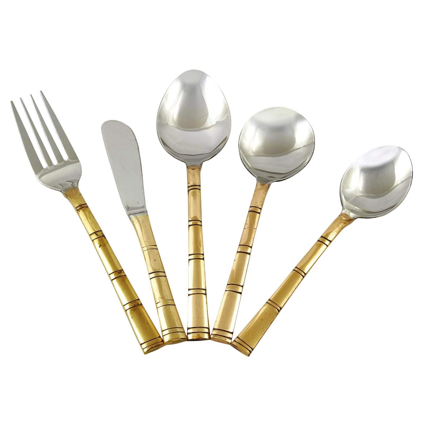 Handmade Traditional Indian Copper Serving Spoon & Fork Set - Elegant Kitchen Cutlery for Indian Cuisine, Dinner Parties & Home Decor
