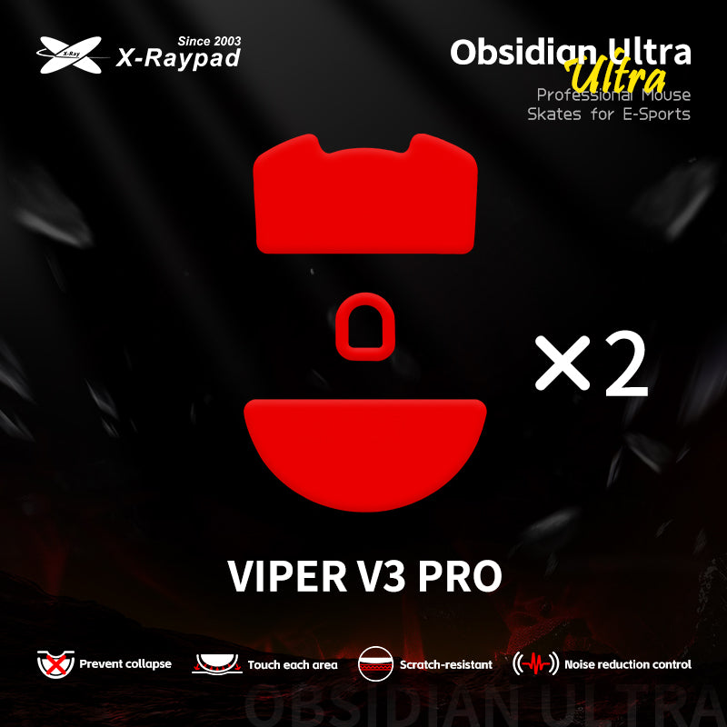 X Raypad Obsidian Ultra Mouse Skates for Razer Viper V3 Pro - Premium PTFE Mouse Feet for Gaming - Smooth Glide & Enhanced Control for FPS, MOBA, and Esports