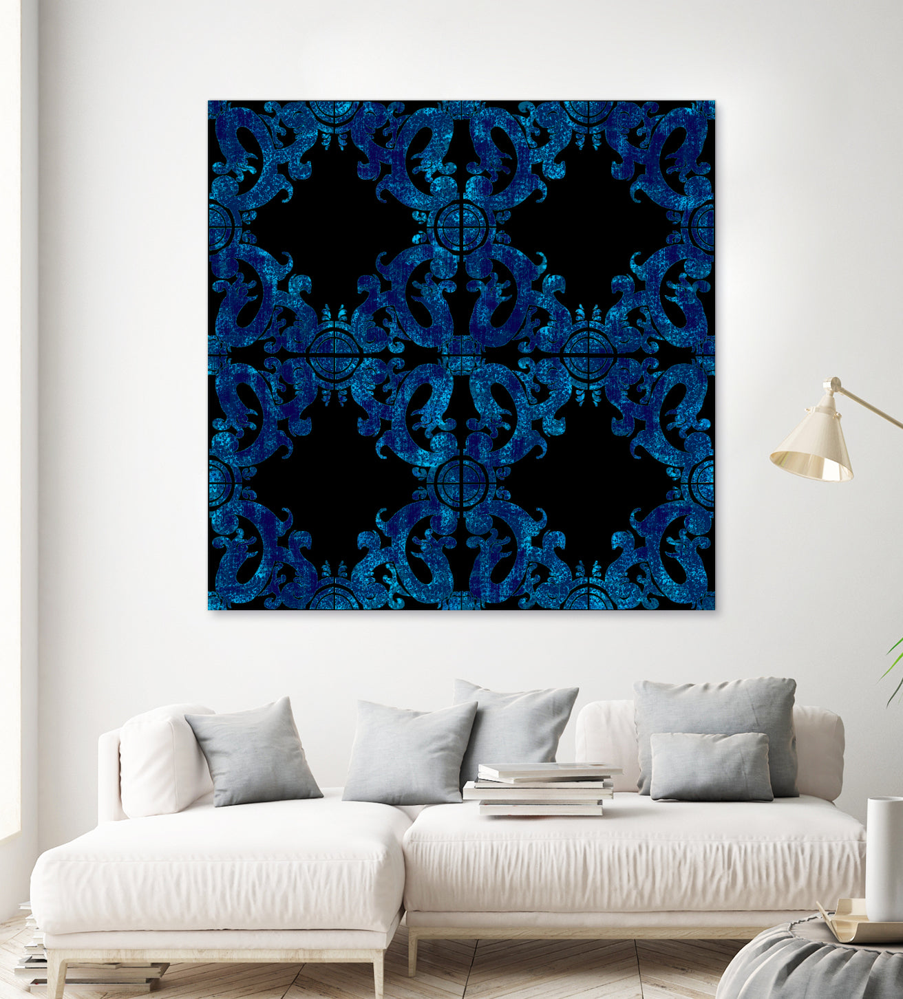 Blue Carved Tile Ceramic Effect Wall Decor - Handmade Ceramic Art for Home, Kitchen, Bathroom & Outdoor Spaces