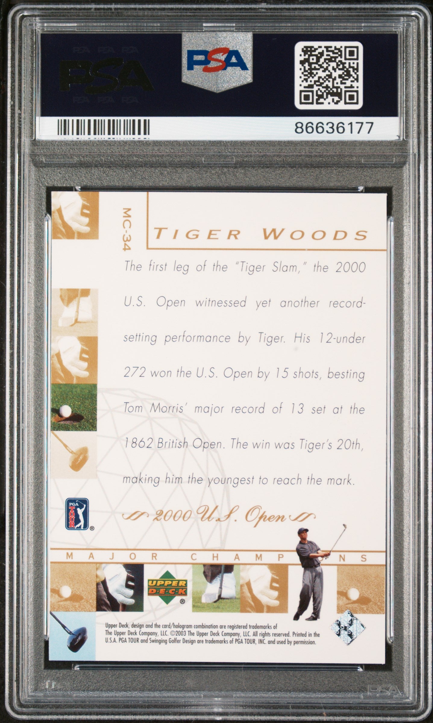 2003 Upper Deck Major Champions Tiger Woods #MC34 PSA 9 Mint - Rare Golf Trading Card for Collectors & Sports Fans - Perfect for Display, Investment & Memorabilia Collections