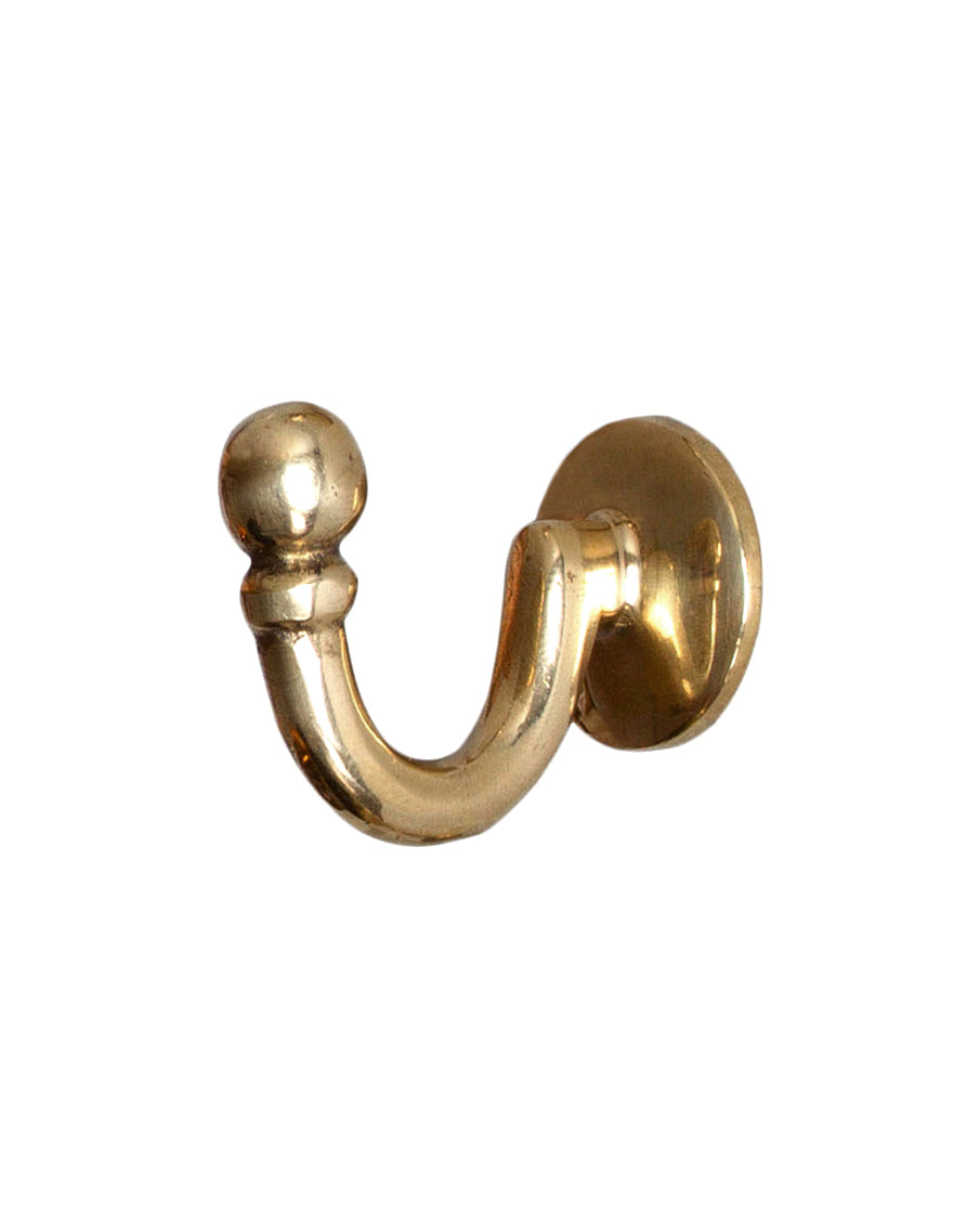 Brass Single Hook - Heavy Duty Wall Hooks for Hanging Coats, Hats & Keys | Perfect for Entryway, Closet & Garage Organization
