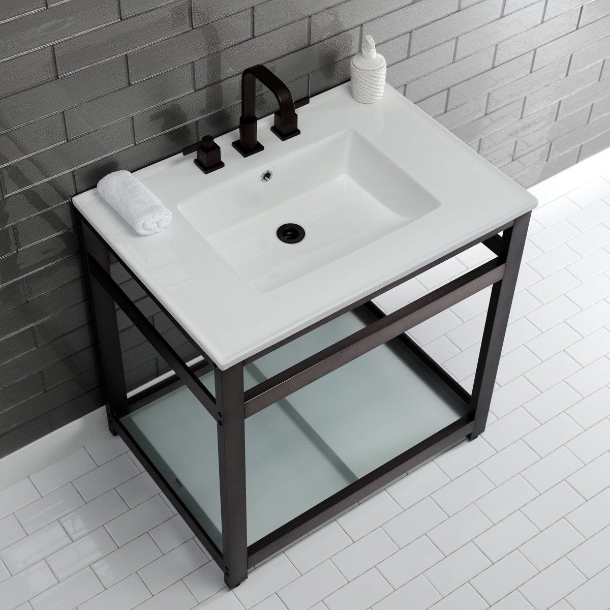 31 x 22 Inch White Ceramic Drop-in Bathroom Sink with 3 Hole Faucet - Perfect for Vanity, Powder Room & Guest Bath Installation