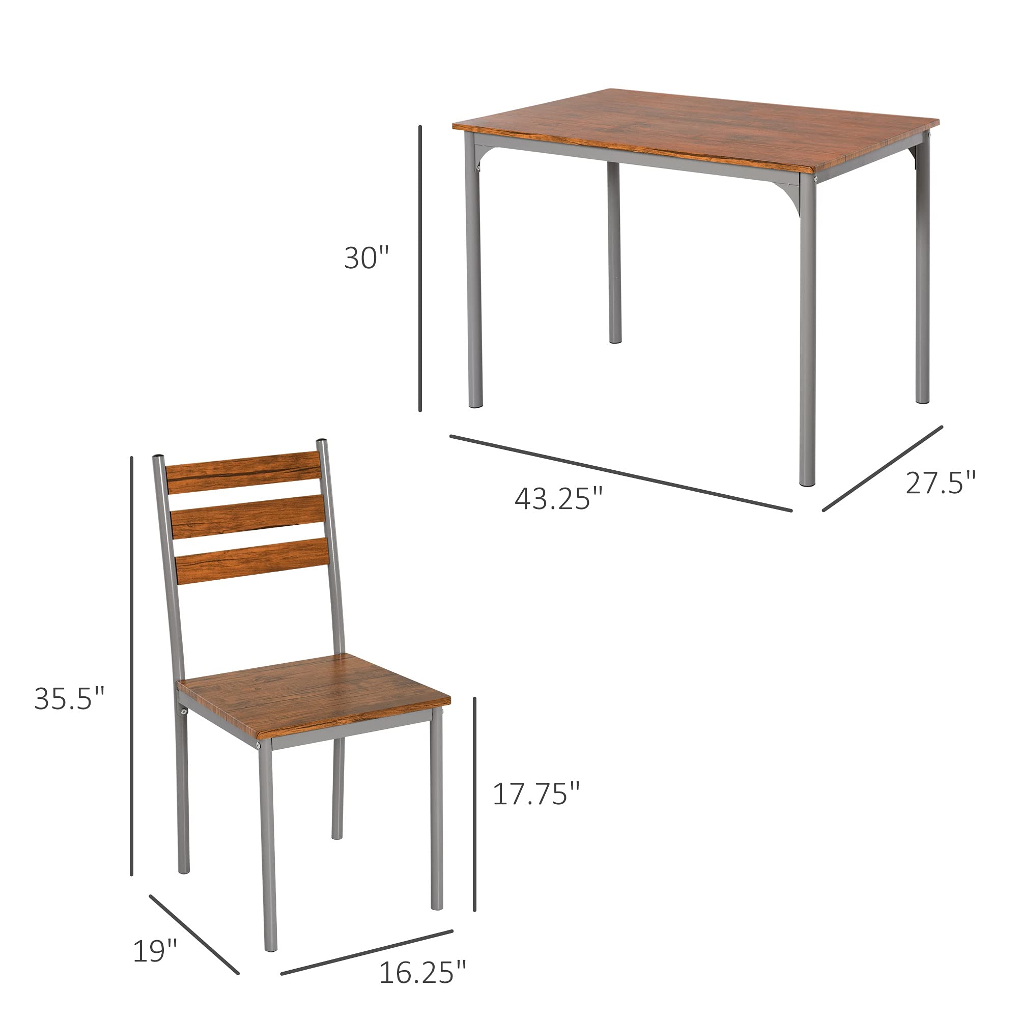 Modern 5-Piece Dining Table Set for 4 with Rectangular Table & 4 Chairs - Space-Saving Kitchen Furniture for Small Spaces, Dinettes & Breakfast Nooks - Perfect for Family Meals, Entertaining Guests & Daily Dining (Brown)