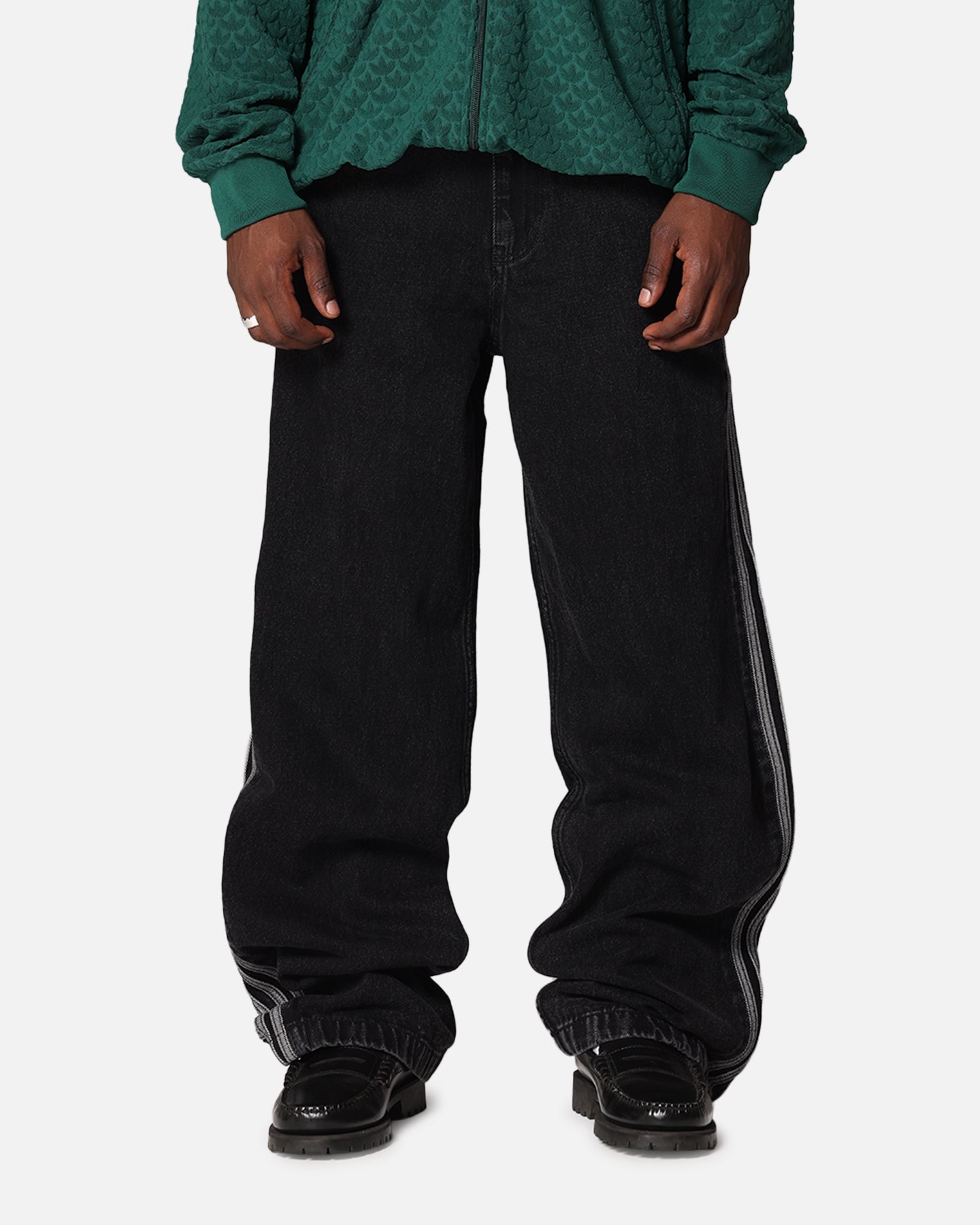 Adidas Adicolor Denim Firebird Pants for Men - True Black | Casual Streetwear & Athletic Joggers for Everyday Wear & Gym