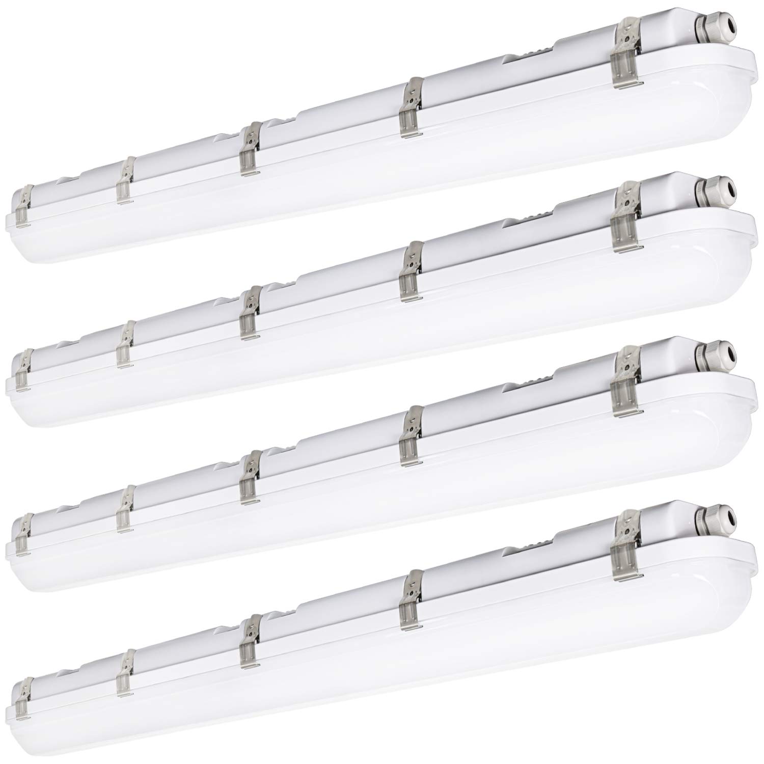 Hykolity 4 Pack 4FT LED Vapor Tight Light Fixture - 40W/50W/60W Selectable, 4000K/5000K/6000K CCT, 130lm/W, Waterproof Shop Light for Parking Garage, Carport, Warehouse & Car Wash - Durable Lighting for Industrial & Commercial Spaces