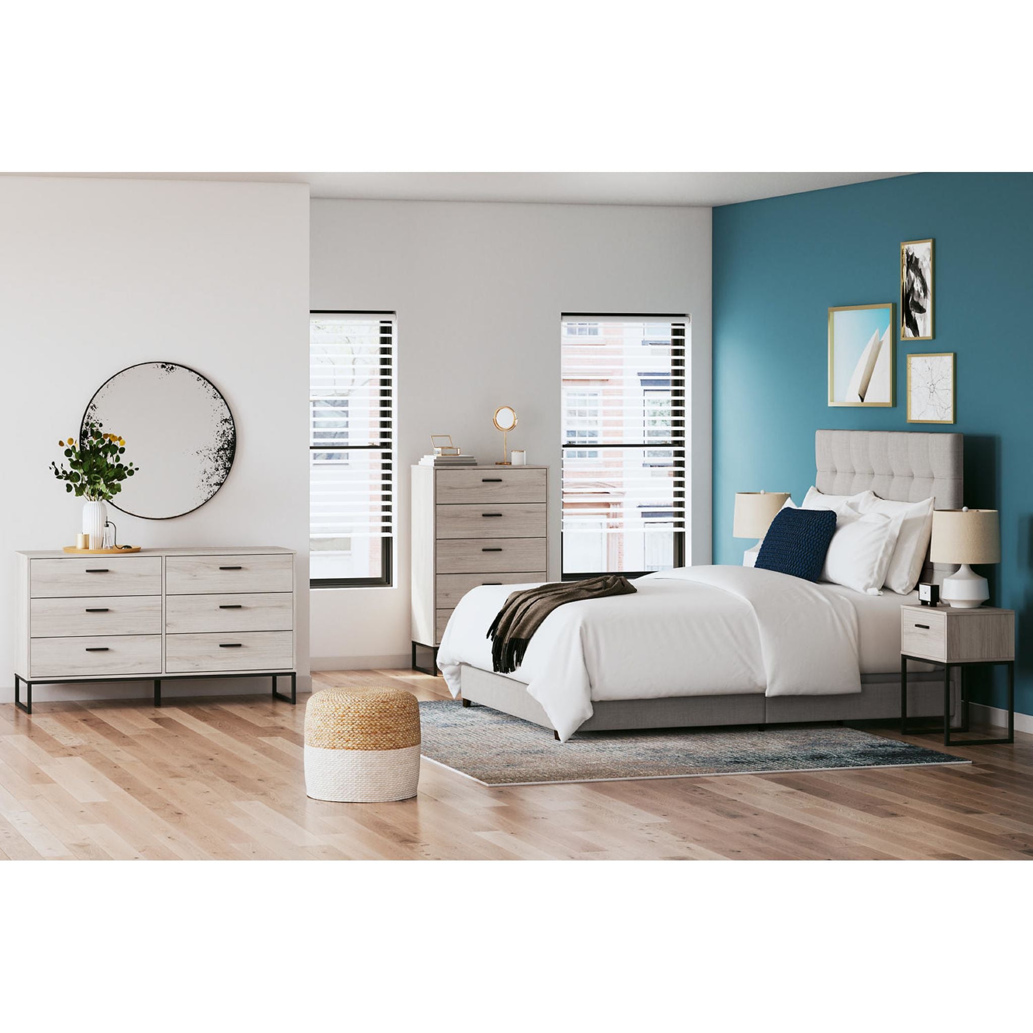 Dolante Upholstered Queen Size Bed Frame with Button Tufted Headboard - Modern Platform Bed for Bedroom, Guest Room & Master Suite