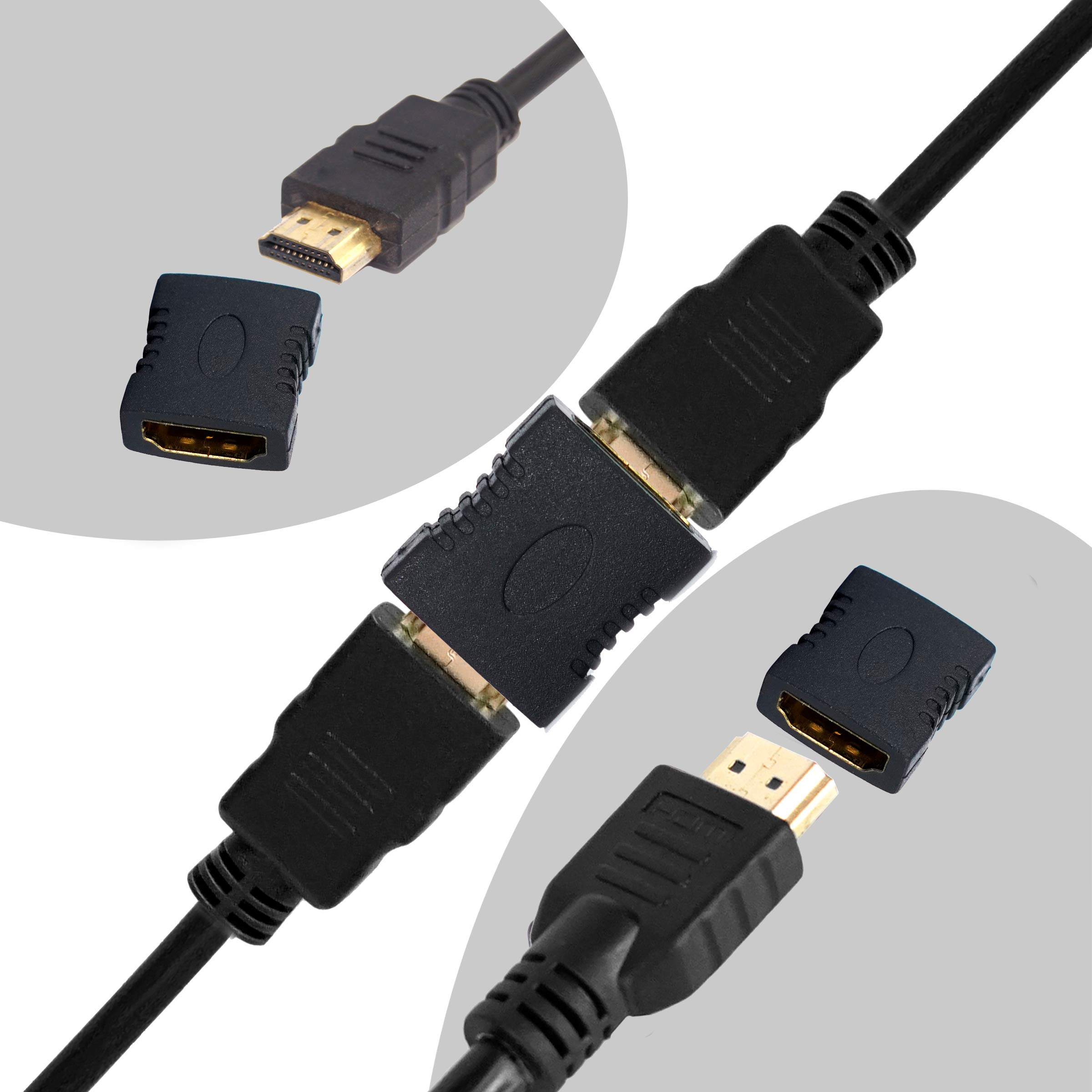 Storite 3 Pack HDMI Female to Female Coupler Adapter - Extends HDMI Cables for HDTV, Computer, PS4/PS3, Monitor, Laptop, Projector, DVD Player, PC & Roku Stick - Black - Perfect for Home Theater Setup & Gaming Stations
