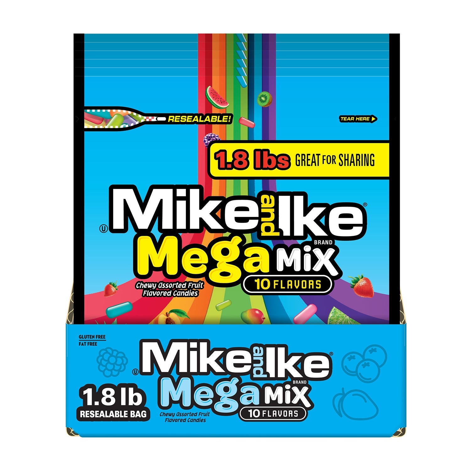 Just Born Mike & Ike Mega Mix Candy Bag | 28.8oz (816g) Bulk Candy | Movie Night, Party Favors & Office Snacks