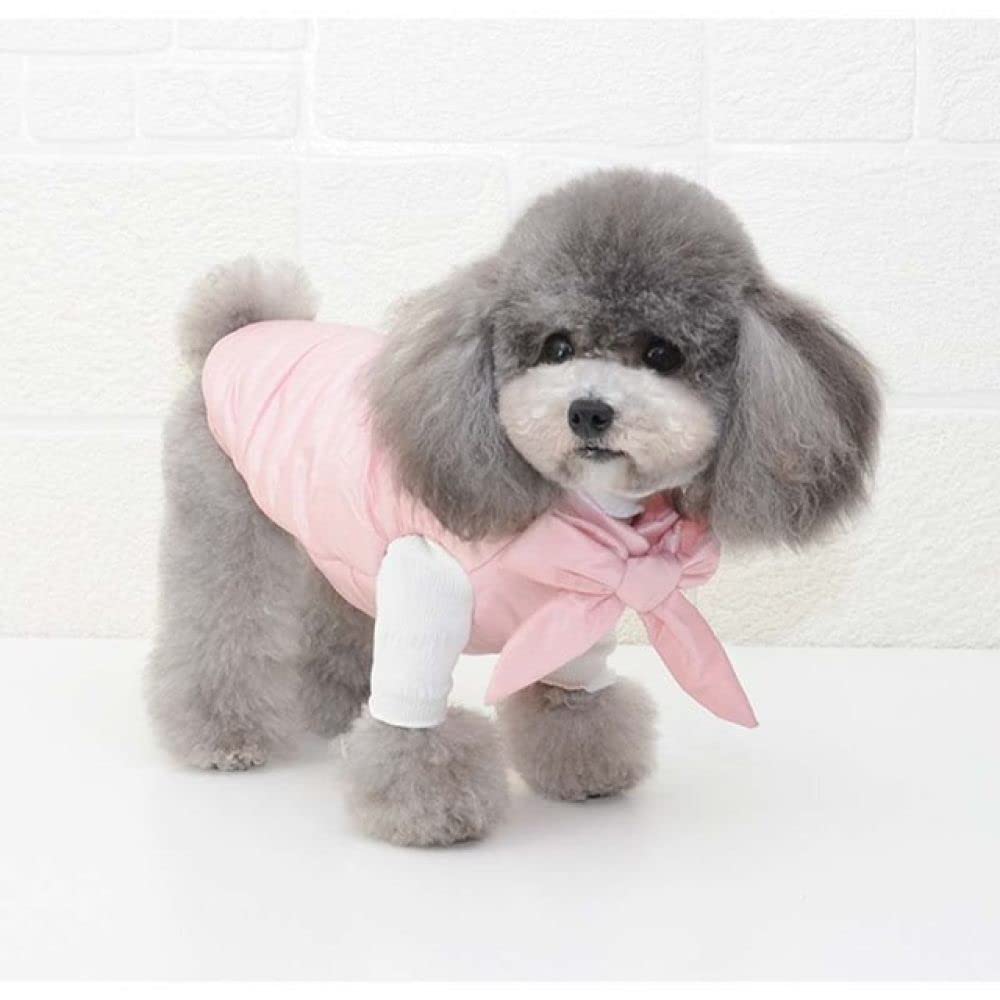 HUANSUN Warm Dog Coat for Small Dogs - Soft Cotton Winter Pet Clothes, Pink XL - Cozy Outfit for Autumn & Winter Walks, Indoor Comfort