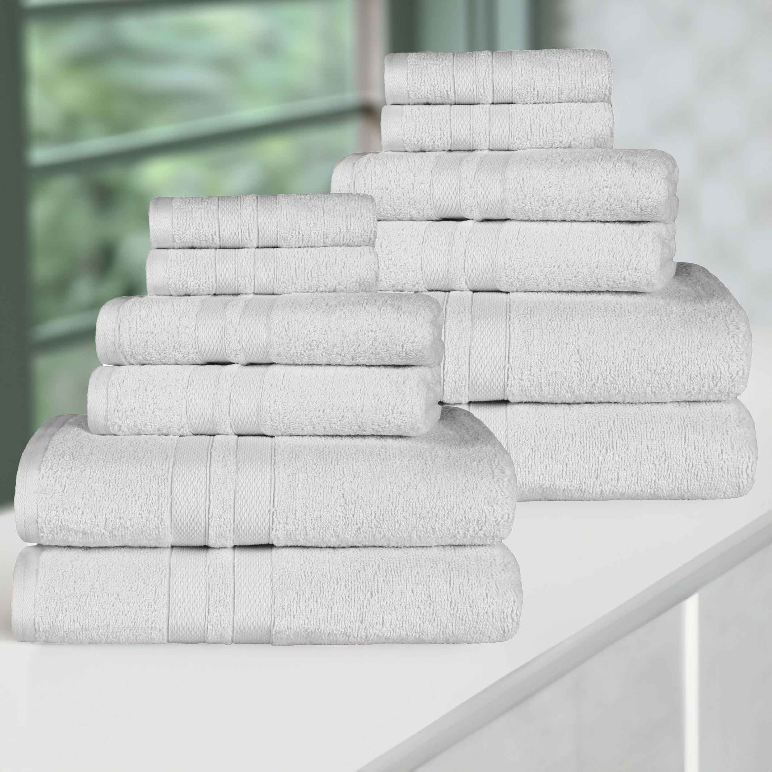 Premium 12-Piece Ultra Soft Cotton Towel Set - Super Absorbent, Quick Drying Bath & Beach Towels for Spa, Gym, Pool, and Home Use