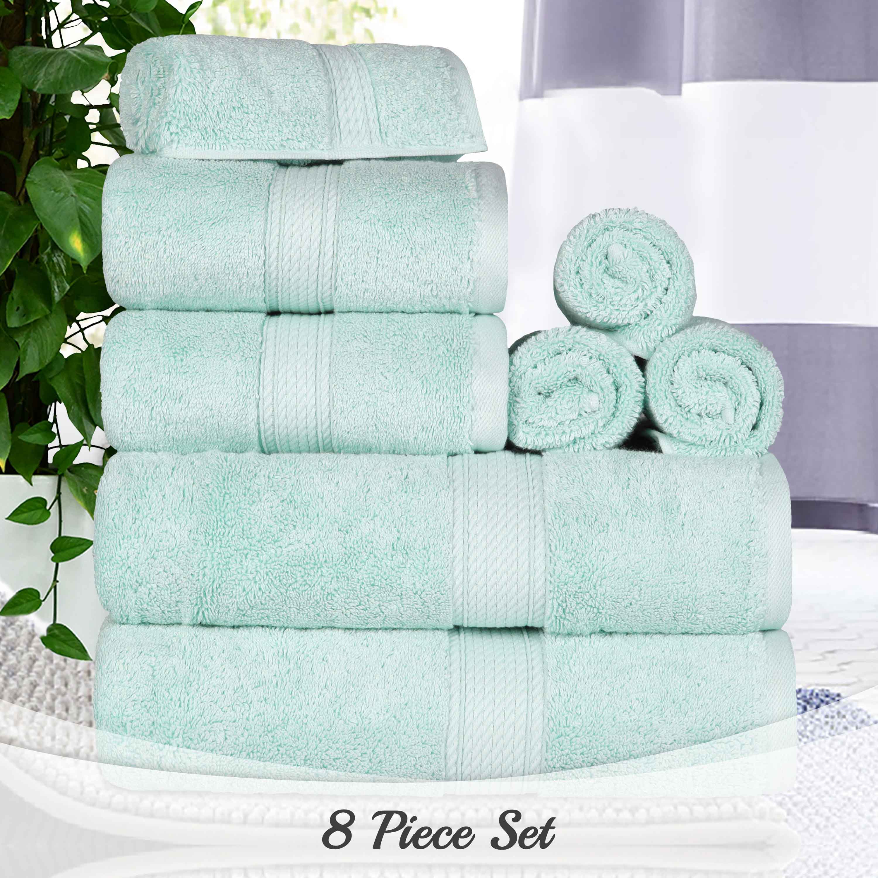 Premium 8-Piece Egyptian Cotton Towel Set - Ultra Soft, Heavyweight & Plush for Bath, Spa & Luxury Home Decor