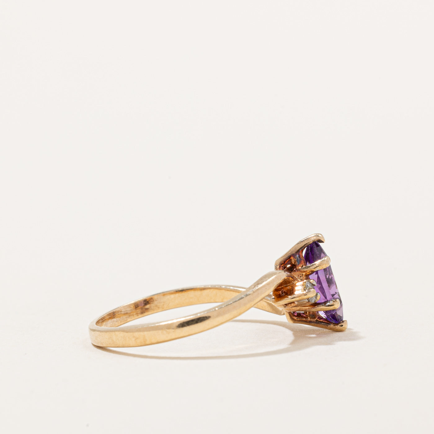 Amethyst and Diamond Bypass Ring - 0.35ct Amethyst with 0.05ctw Diamonds - Size 6.25 - Elegant Purple Gemstone Jewelry for Women - Perfect for Weddings, Anniversaries, and Special Occasions
