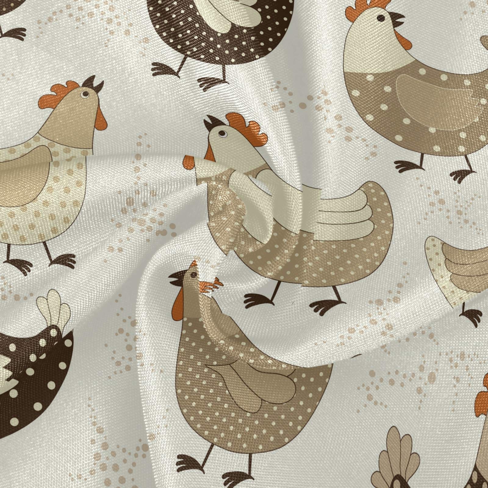 Classic Chicken Cartoon Rooster Polyester White Lace Round Tablecloth - 60 Inch Decorative Table Cover for Party, Dinner & Holiday Decorations - Perfect for Birthday Celebrations, Thanksgiving, and Christmas Dining Table Settings