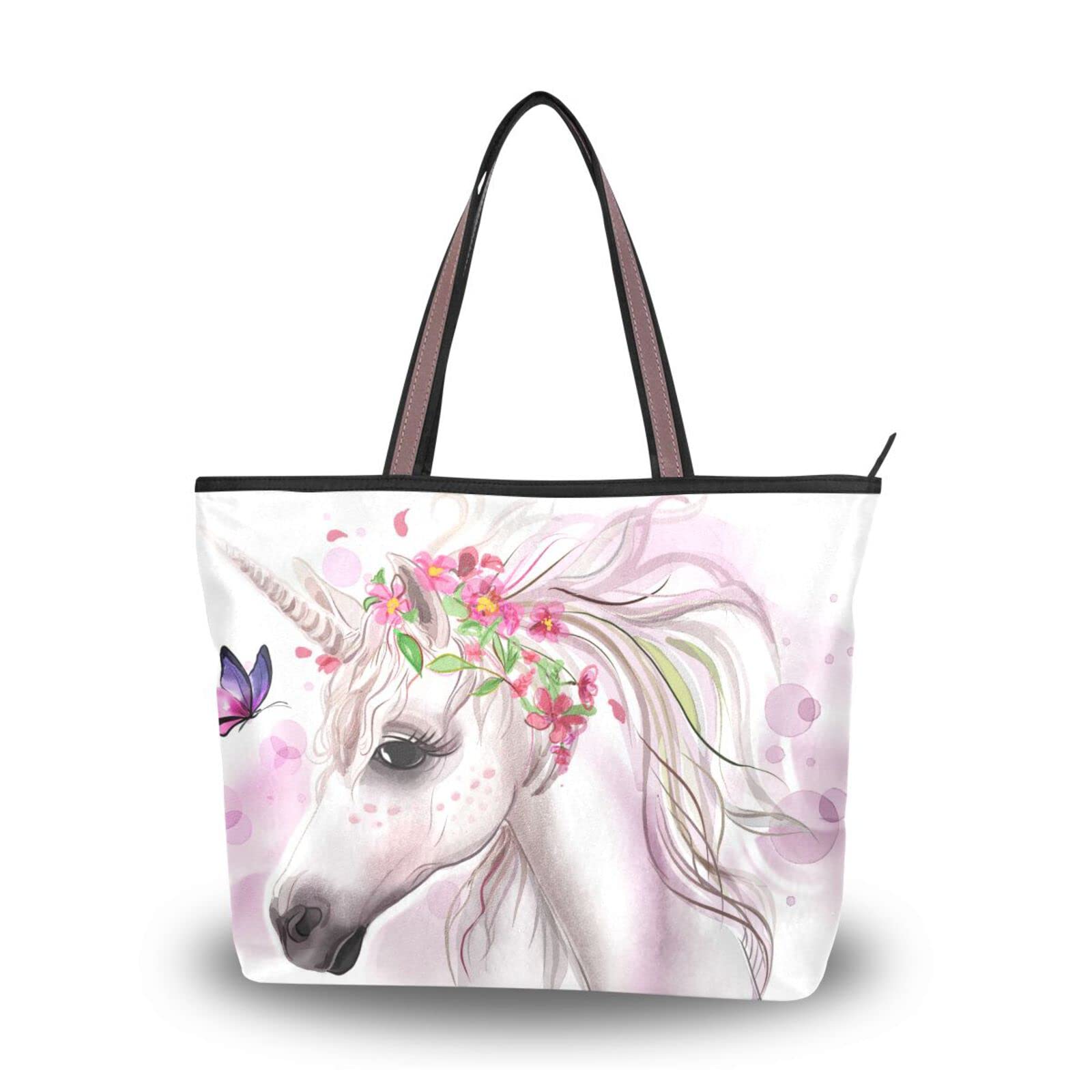 Stylish Unicorn Print Watercolor Tote Bag for Women - Reusable Shoulder Bag & Handbag for Beach, Travel & Shopping | Perfect for Work, Gym & Daily Use