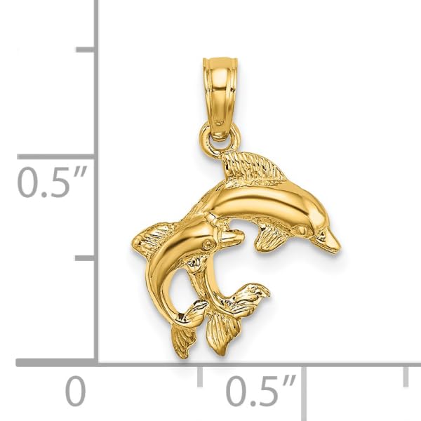 14K Solid Yellow Gold Sea Dolphin Necklace - Ocean Fish Pendant Jewelry for Women | Perfect Summer Beach Gift, Nautical Charm for Vacation & Sea Lover