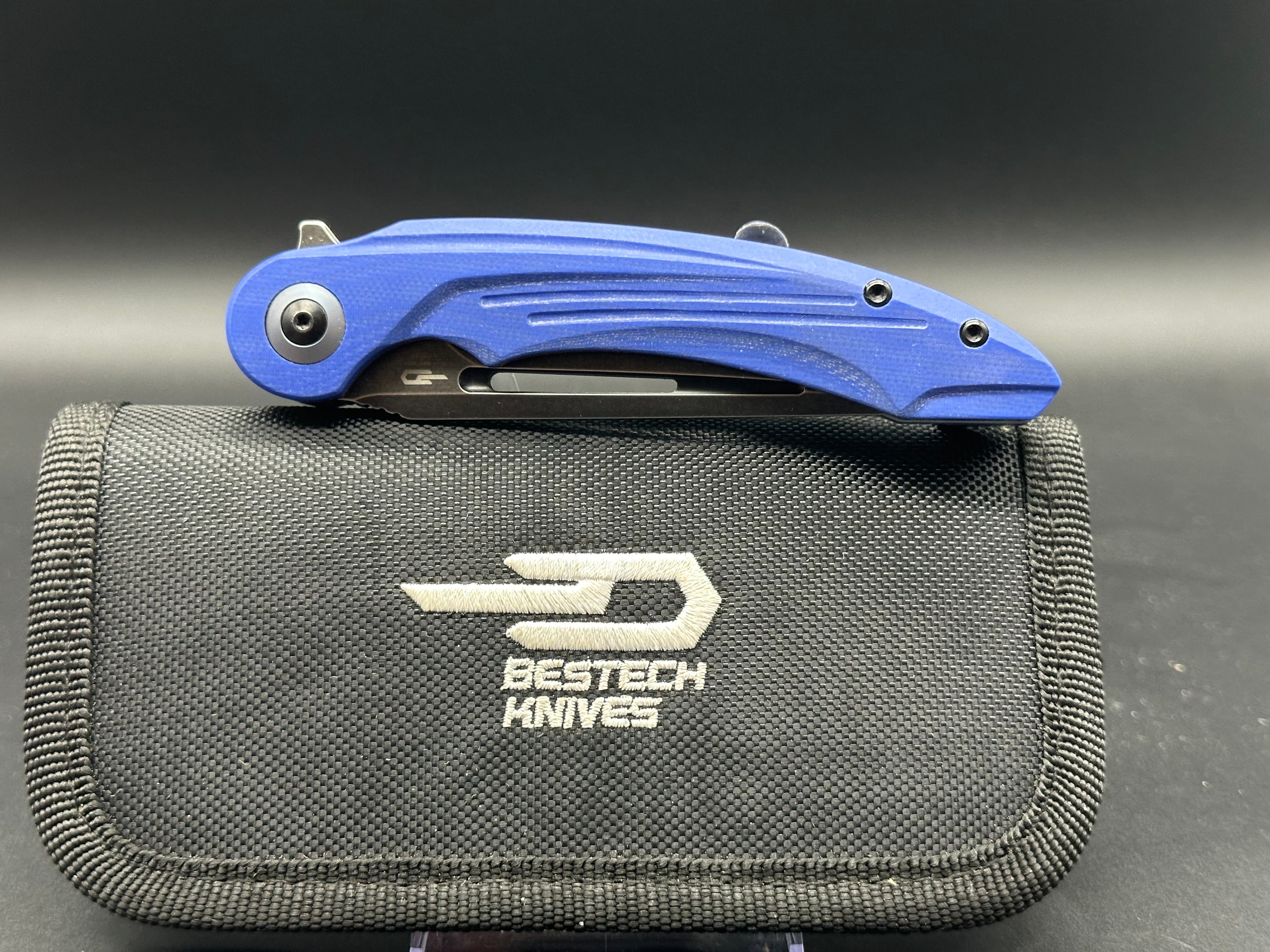 Bestech Irida Liner Lock Folding Knife - Blue G10 Handle, 3.75