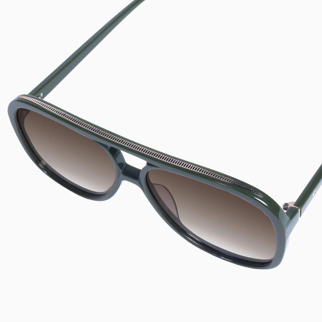 Bang Army Green Sunglasses with Gold Metal Frame & Brown Gradient Lens - Stylish Outdoor Shades for Hiking, Driving, and Beach Activities