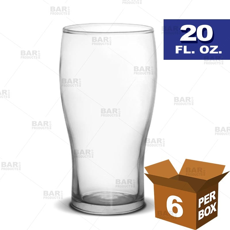 BarConic® 20 oz Pint Glass Set - 6 Pack | Durable Beer Glasses for Home Bars, Pubs & Parties | Perfect for Craft Beer, Lager & Cocktails