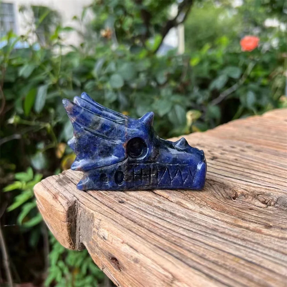 Hand Carved Natural Blue Aventurine Quartz Dragon Skull - Feng Shui Healing Crystal, Reiki Meditation Stone, Unique Spiritual Gift for Home & Office Decor (Perfect for Meditation Spaces & Energy Healing)