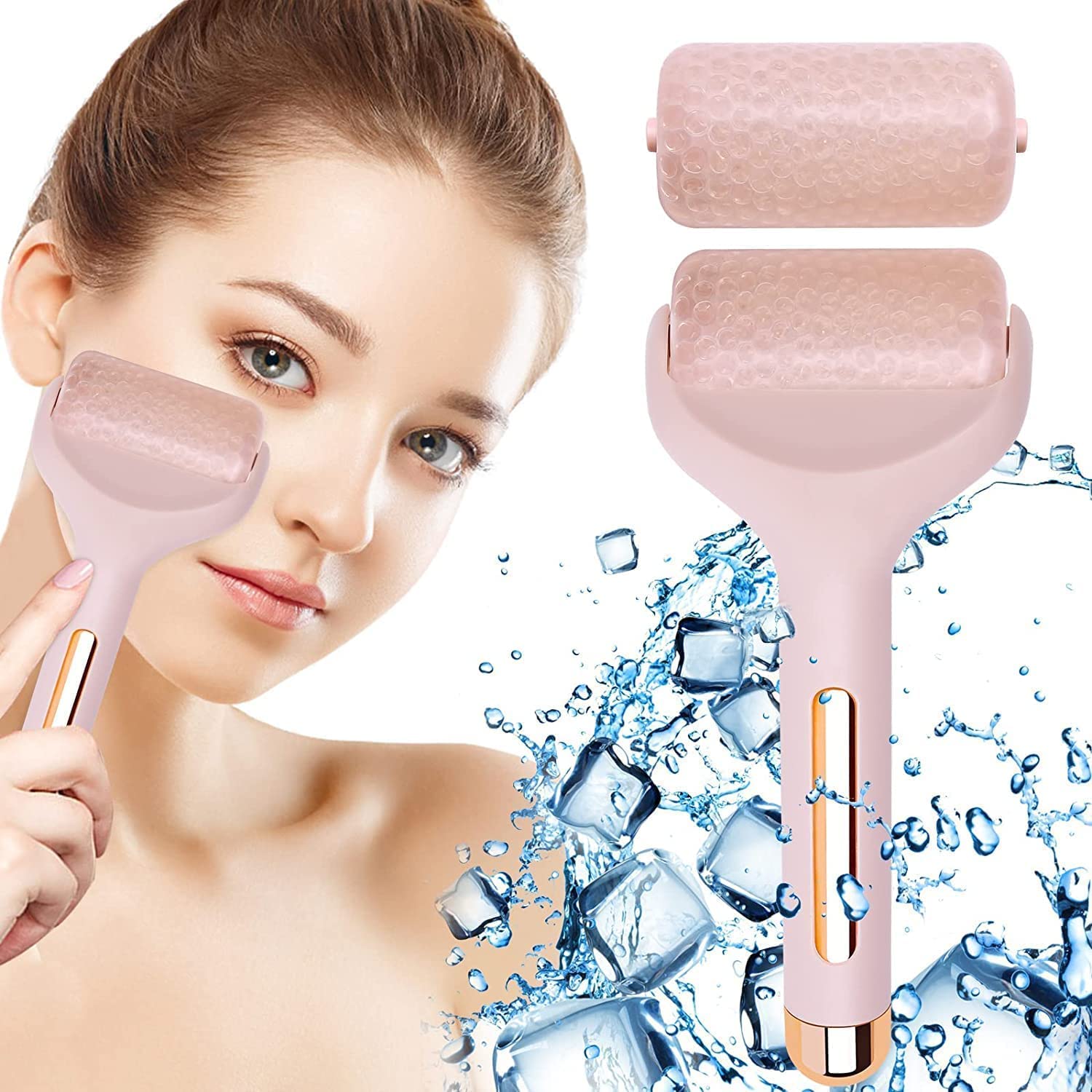 JASMINE & GLORY Ice Roller Massager for Face - Skin Tightening & Brightening, Reduces Wrinkles & Under Eye Puffiness | Facial Lifting & Cooling Therapy | Perfect Gift for Women | Use for Morning Routine, Post-Workout Recovery & Spa Day Relaxation