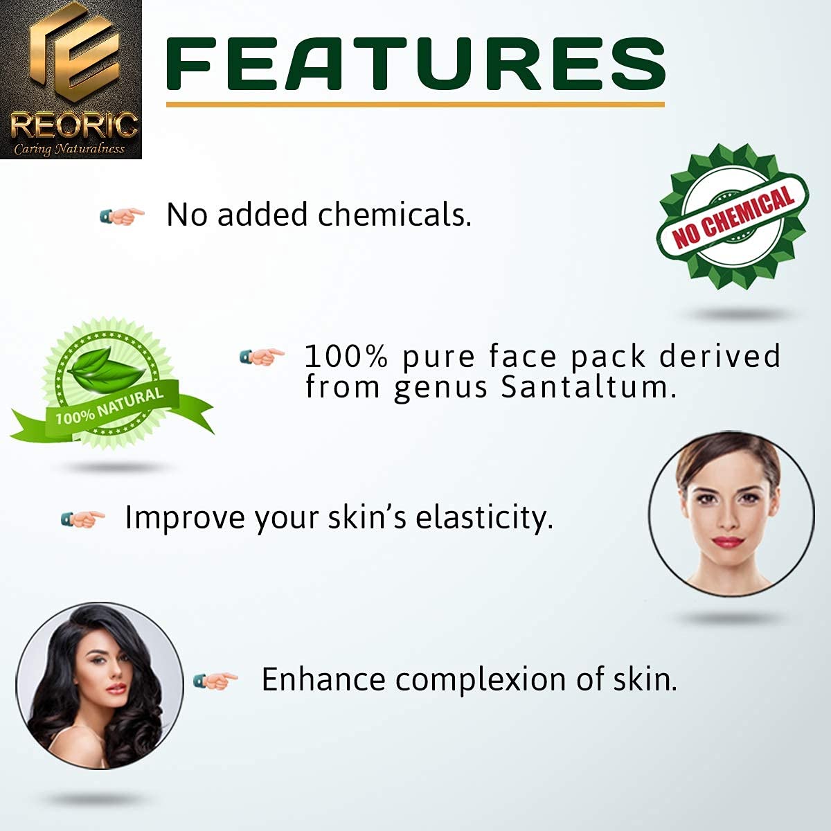 Organic Sandalwood Powder (Chandan) 100g - Pure & Natural for Skin Care, Face Masks, Body Scrubs & Puja Rituals - Reoric Premium Quality