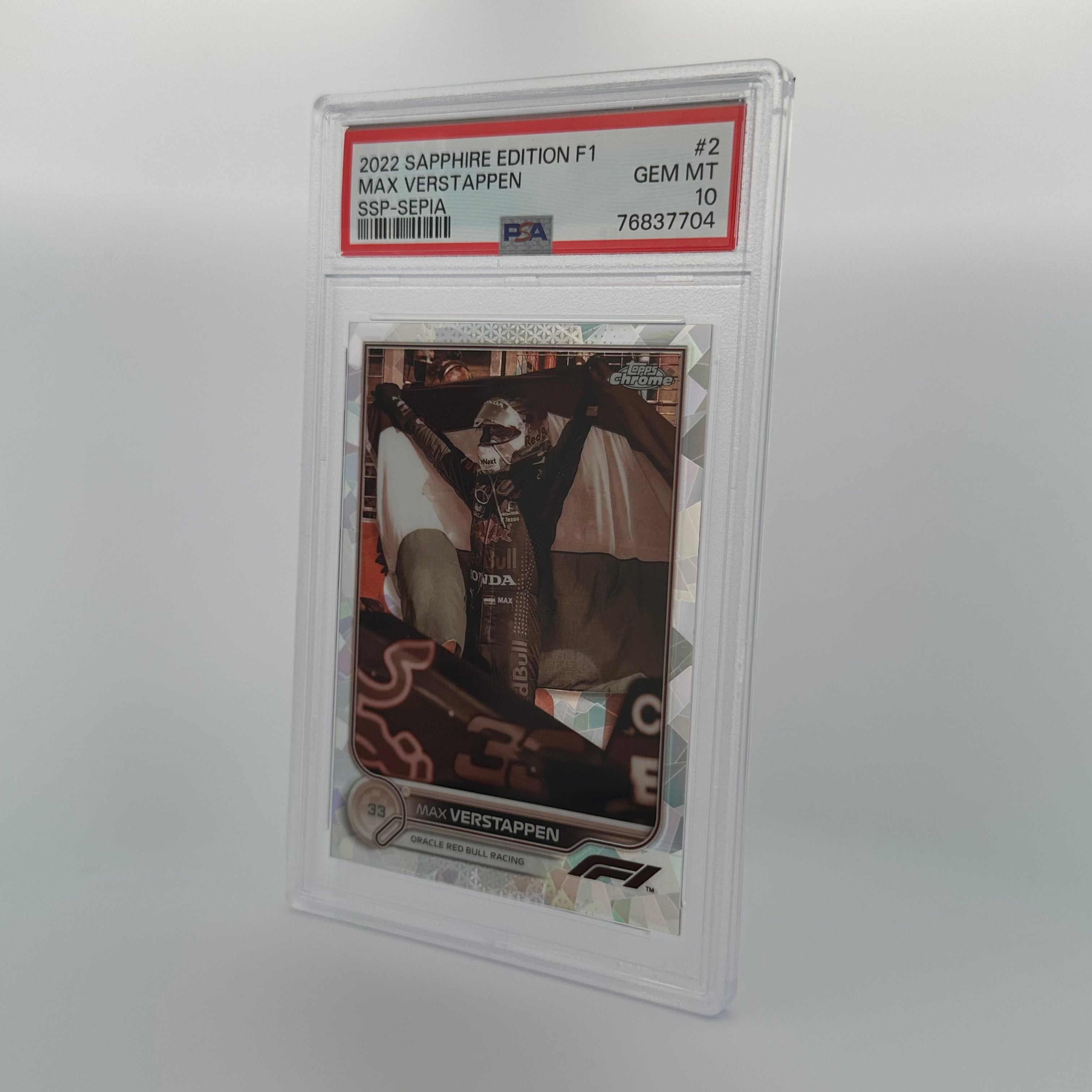 PSA 10 MAX VERSTAPPEN #2 SAPPHIRE EDITION SSP SEPIA /100 - Rare Trading Card for Collectors & Sports Fans - Perfect for Display, Investment & Memorabilia Collections