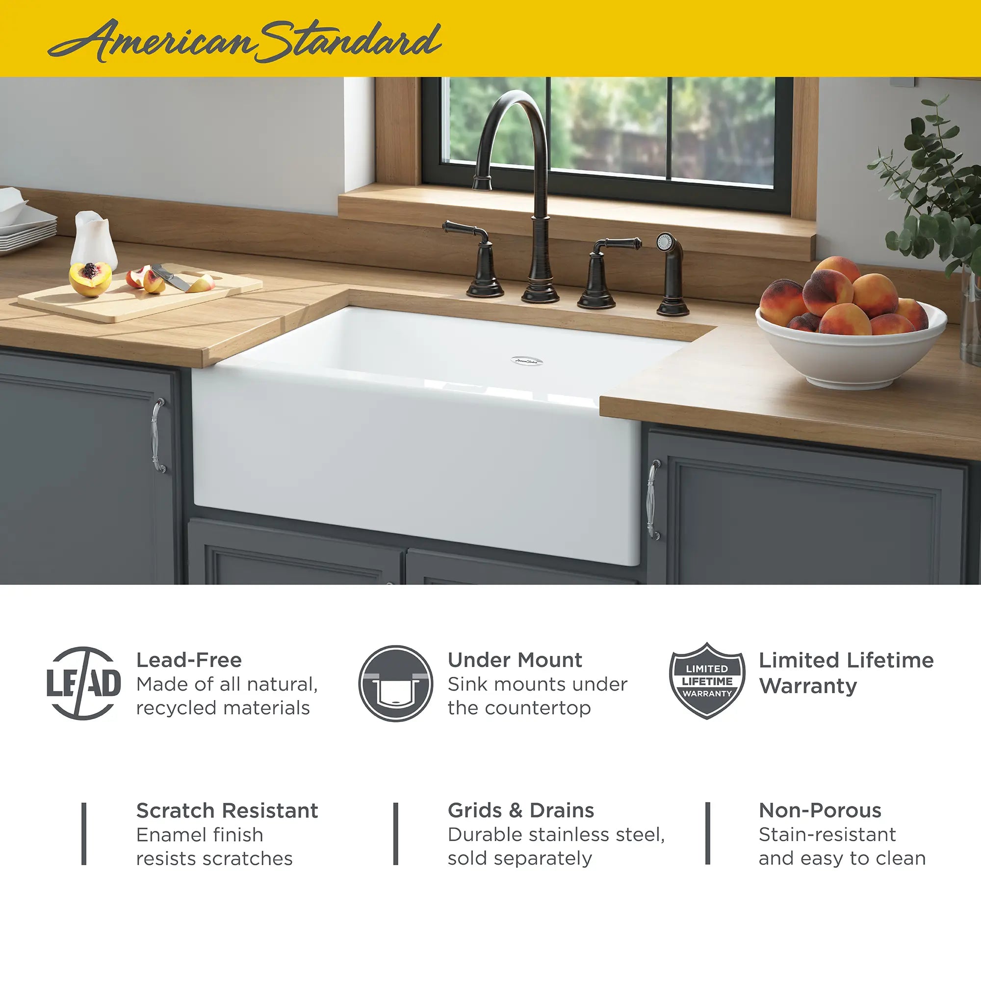 Delancey 30 x 22 Inch Undermount Farmhouse Kitchen Sink - Heavy Duty Cast Iron Single Bowl with 4 Hole Faucet Drilling - Perfect for Rustic, Modern & Farmhouse Style Kitchens