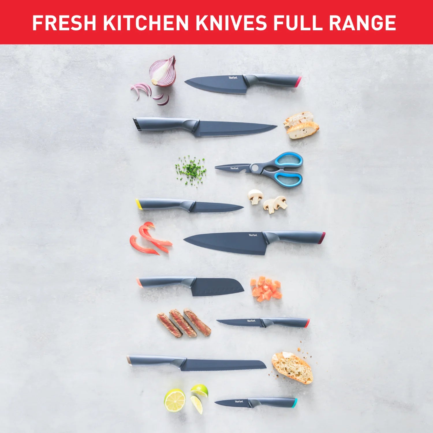 Tefal Fresh Kitchen 8-Inch Stainless Steel Bread Knife - Non-Stick Serrated Blade for Slicing Bread, Cakes & Pastries - Perfect for Home Baking & Professional Kitchens - Model K1221805