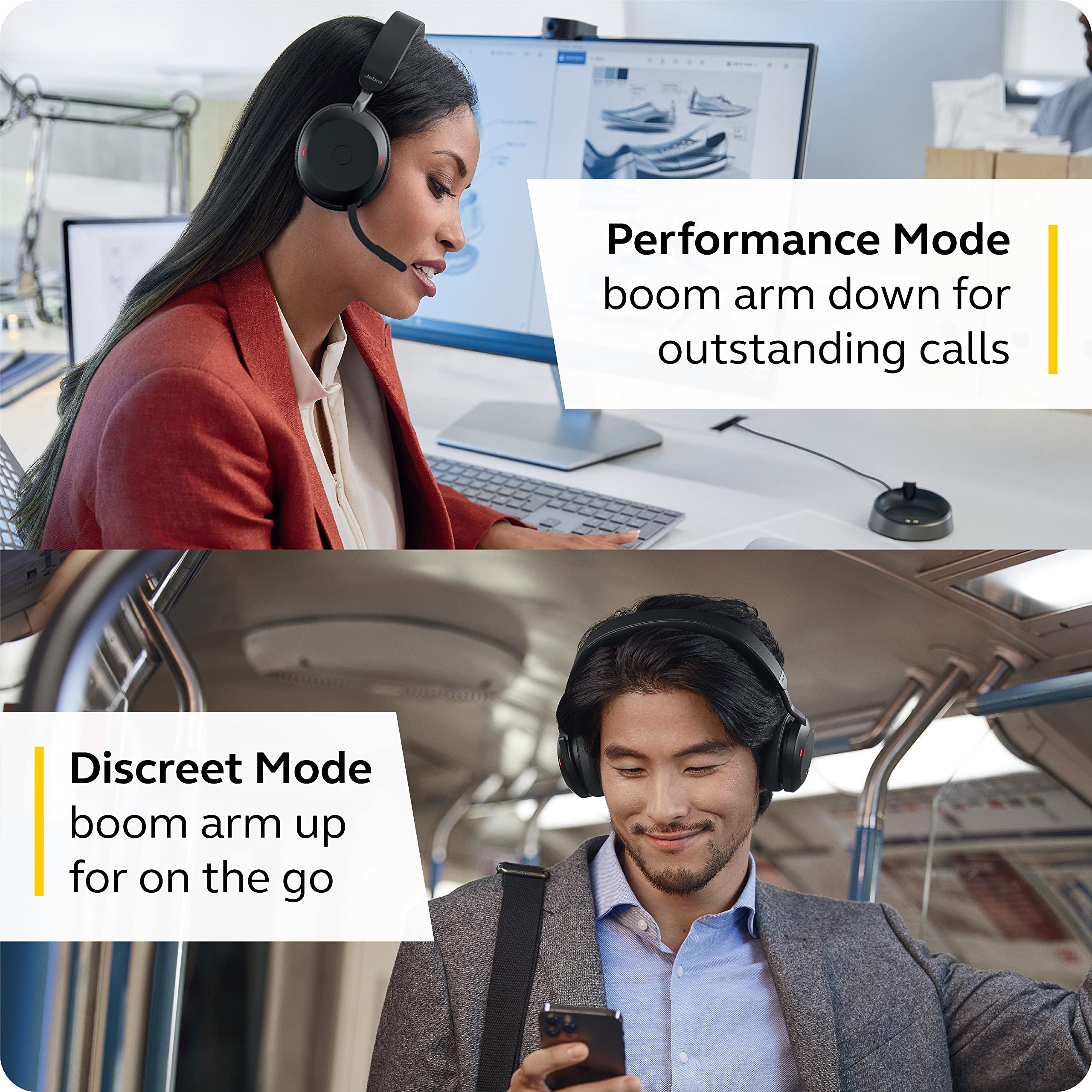 Jabra Evolve2 75 Wireless Headset with ANC, USB-C Bluetooth Adapter - UC Compatible PC Headphones for Office, Call Center & Remote Work (Renewed, Black)