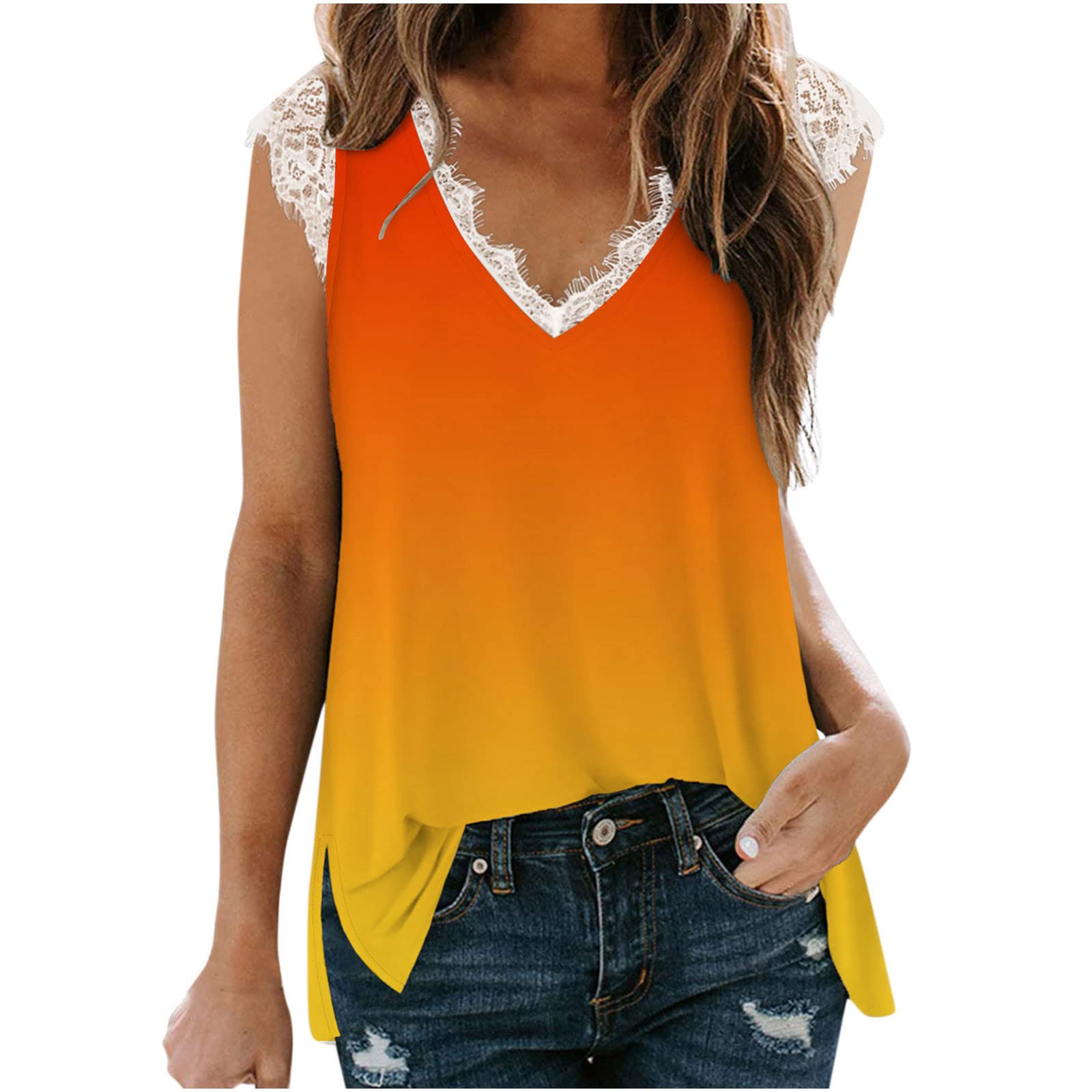 Women's Slim Fit Sleeveless Lace Tank Top - Breathable Casual Printed Blouse for Summer | Perfect for Beach Outings, Yoga & Everyday Wear
