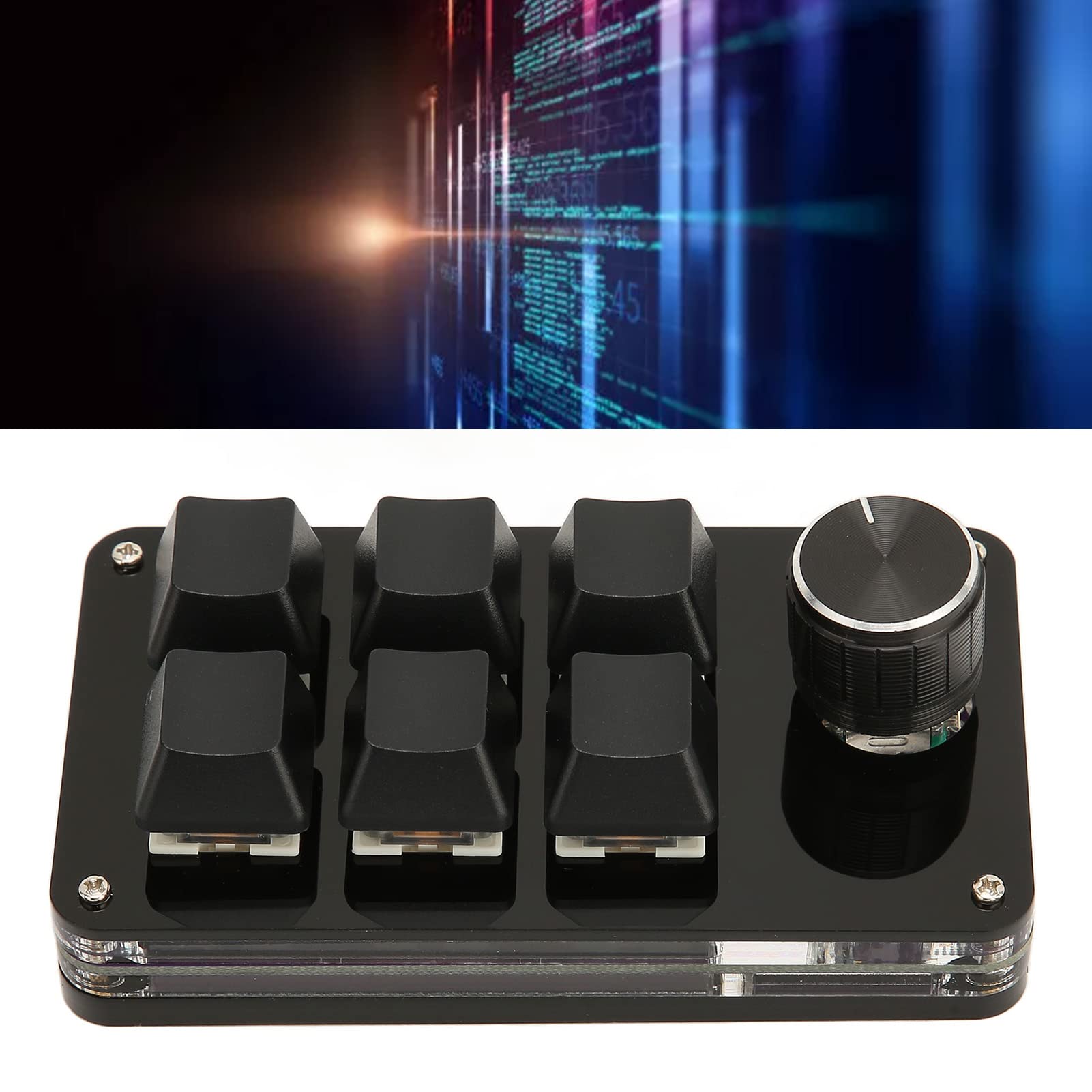 ANGGREK 6-Key Mini Programmable USB Keypad with Knob - DIY Mechanical Keyboard for OSU Gaming & Office Work - Compact Macro Pad for PC, Laptop, Mac Accessories