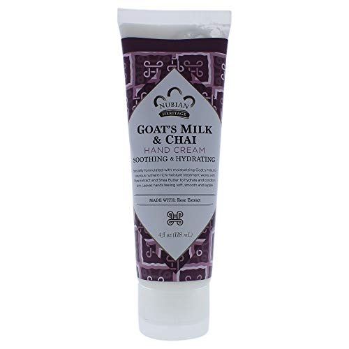Nubian Heritage Goat Milk & Chai Hand Cream - 4 oz | Ultra Moisturizing for Dry Skin | Perfect for Winter Care & Daily Hydration