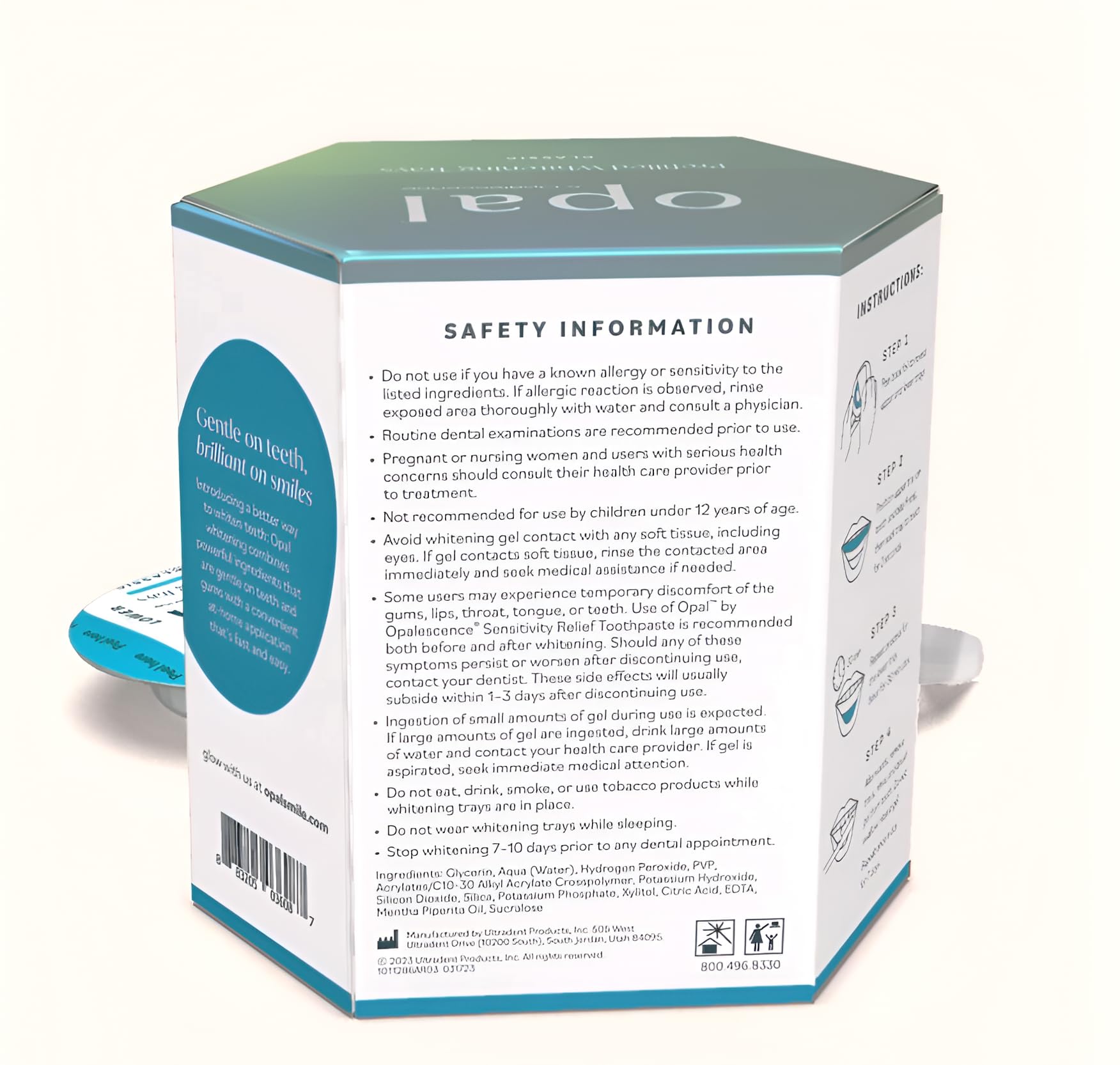 Opalescence Opal Go Prefilled Teeth Whitening Trays - 7 Hydrogen Peroxide Treatments for Brighter Smile - Cool Mint Flavor - Professional Dental Whitening Kit by Ultradent (Op-Tr-Clas-5527-1) | Perfect for Home Use, Travel & Special Occasions