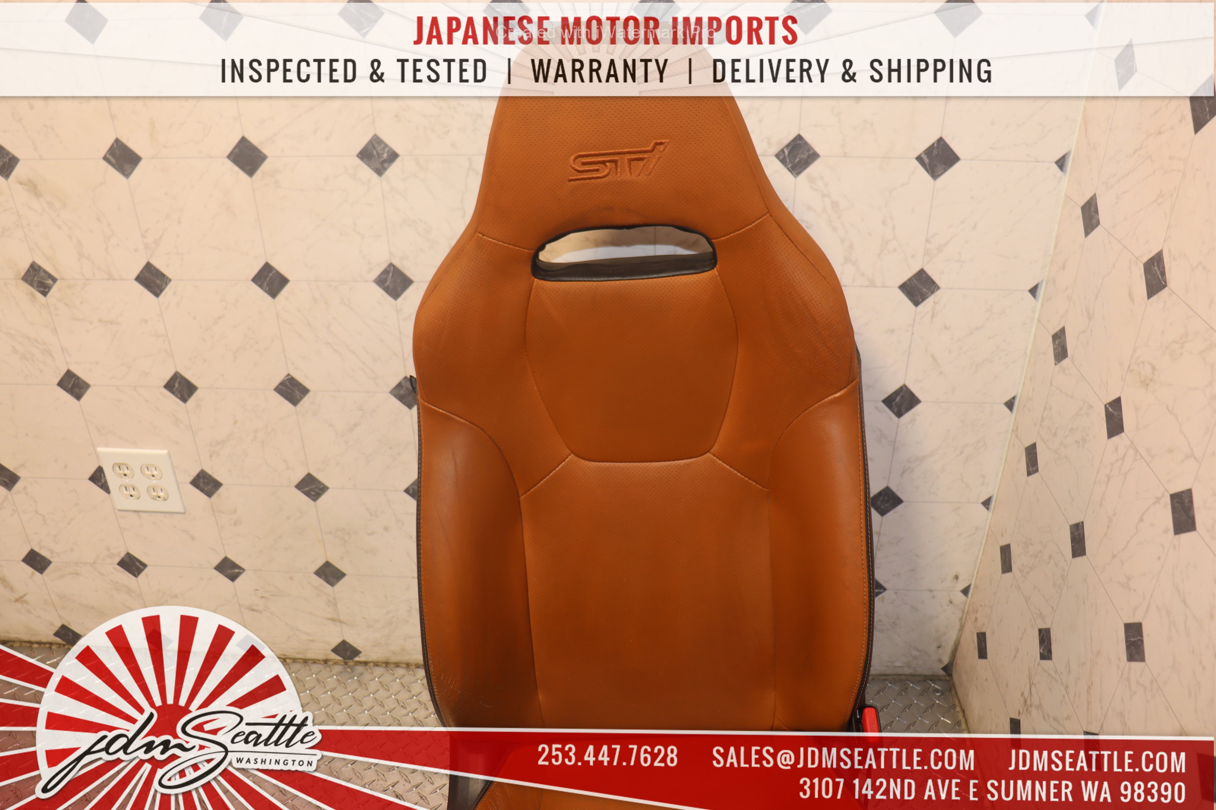 2008-2014 Subaru Impreza WRX STI Premium GRB GVF Complete Leather Power Seats Set with Steering Wheel - Front & Rear Seats for JDM Car Enthusiasts | Perfect for Upgrades & Restorations