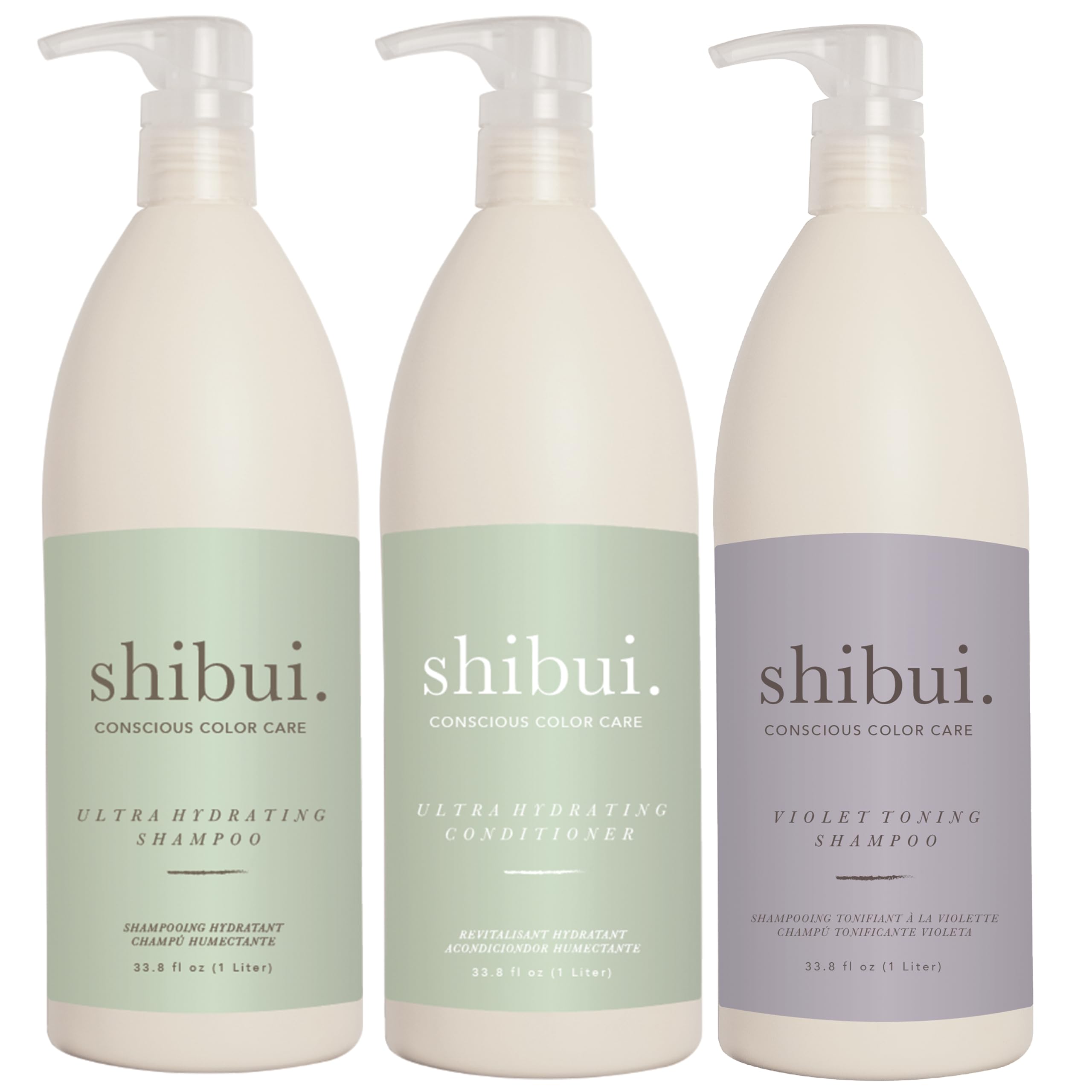 SHIBUI Ultra Hydrating Hair Care Duo & Violet Toning Shampoo for Color-Treated Hair - 33 Fl Oz Each - Deep Cleanse & Moisturize with Natural Ingredients - Perfect for Dry, Damaged Hair & Brassiness Correction