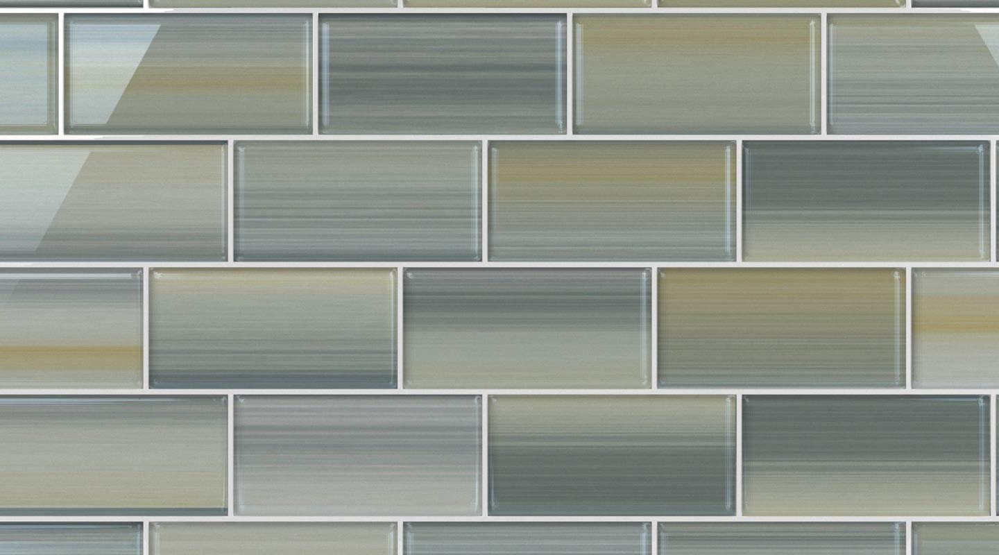 Bodesi Hand-Painted 3x6 Inch Glass Subway Tile for Beach-Themed Bathroom & Kitchen Backsplash | Coastal Home Decor