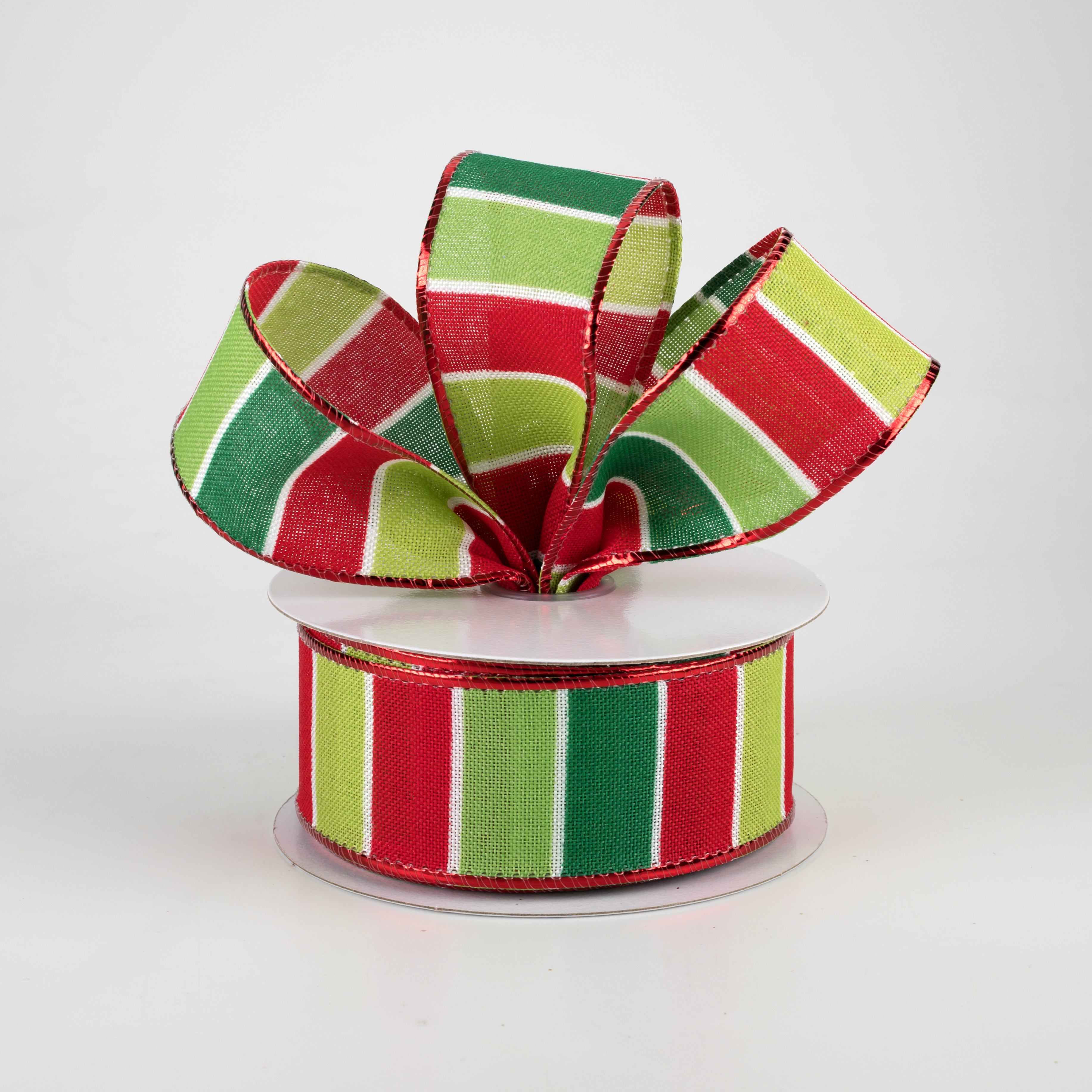 1.5 Inch Holiday Bright Stripes Ribbon - Emerald, Lime, Fresh Red (10 Yards) - Perfect for Christmas Gift Wrapping, Party Decorations and DIY Crafts