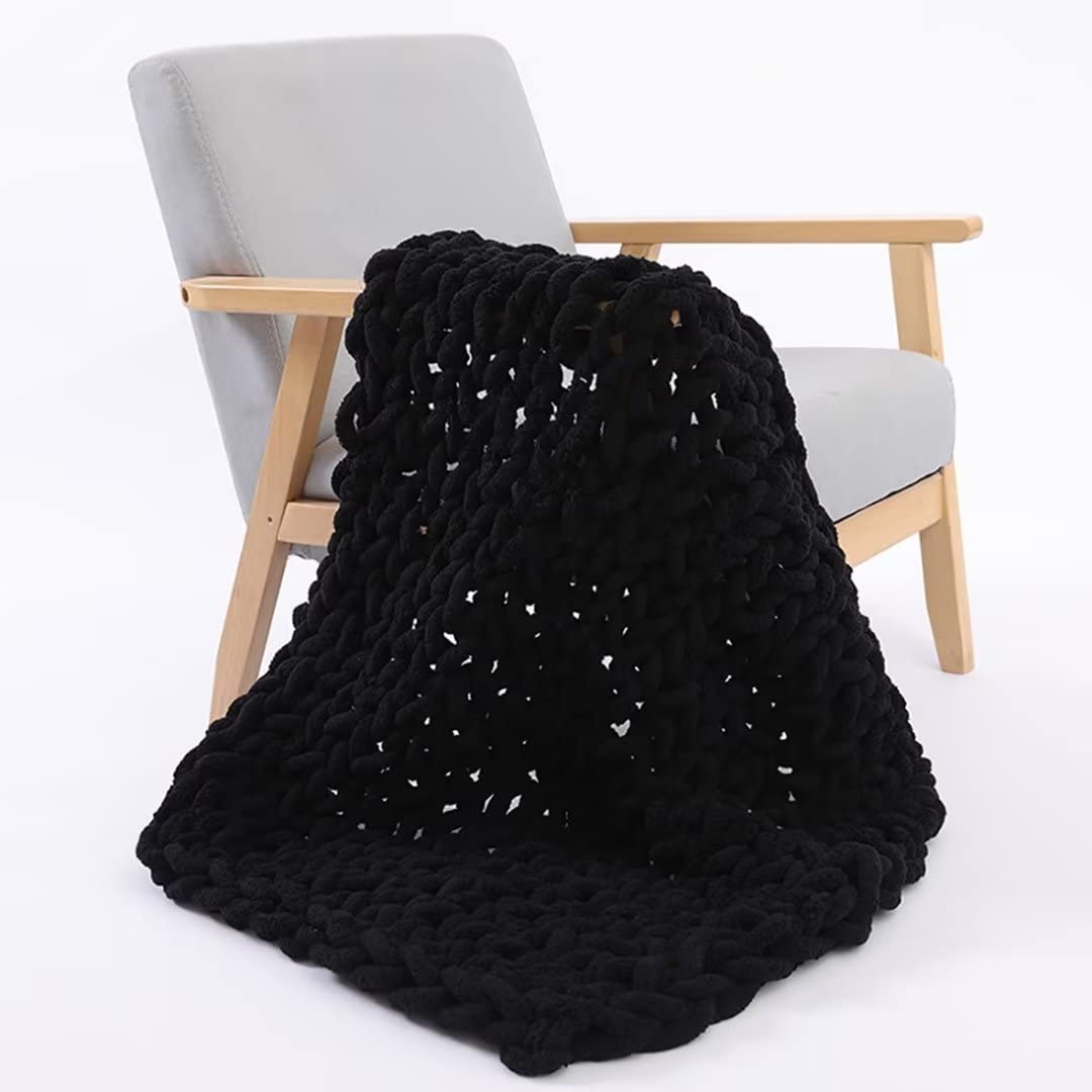 Luxury Chunky Knit Throw Blanket - Ultra Soft Cozy Chenille Blanket for Couch, Sofa & Bed (31