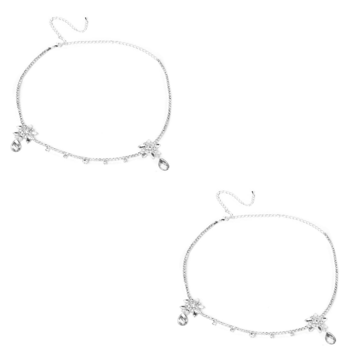 POPETPOP 2-Piece Bridal Jewelry Set - Rhinestone Choker Necklace & Headpiece for Wedding, Bride Tiara & Hair Accessories - Perfect for Bridal Shower, Ceremony & Reception