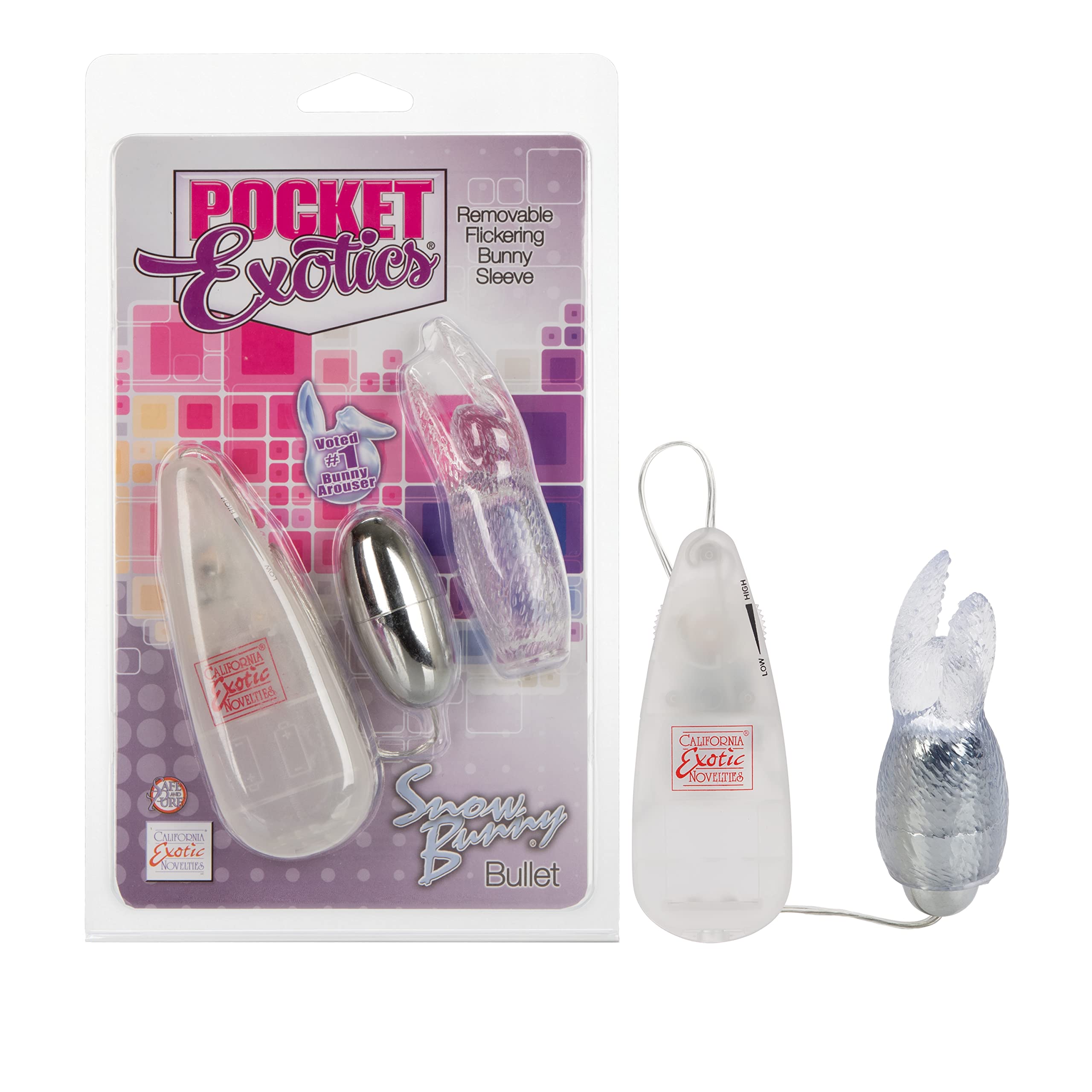CalExotics Pocket Exotics Bunny Bullet Vibrator with Rabbit Tickler - Rechargeable Mini Vibrating Egg for Women & Couples - Waterproof Clitoral & G-Spot Stimulator - Perfect for Travel, Foreplay & Solo Play