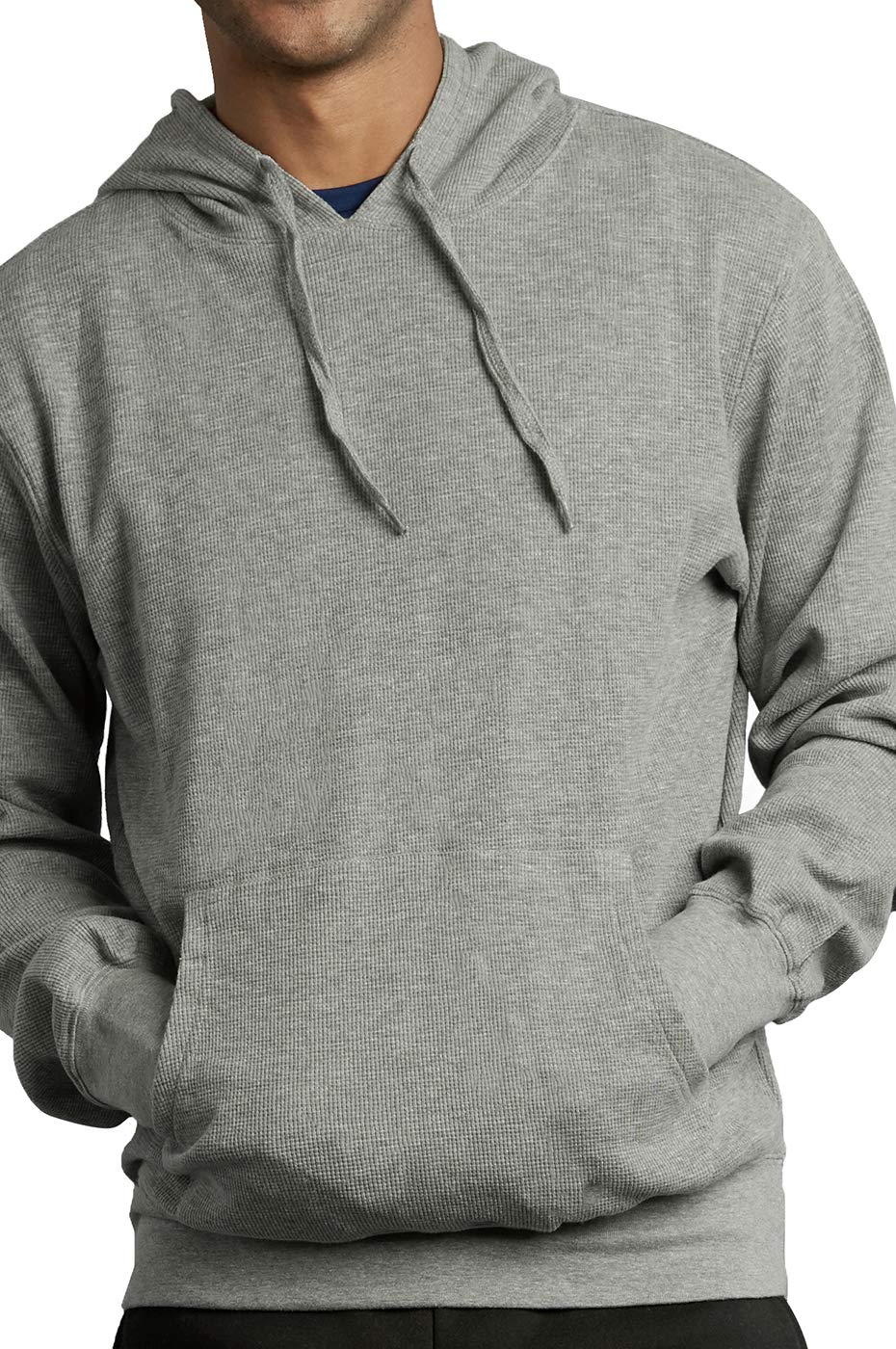 Men's Waffle Knit Cotton Pullover Hoodie - Lightweight Long Sleeve Sweatshirt (Small, Heather Grey) for Casual Wear, Lounge & Outdoor Activities