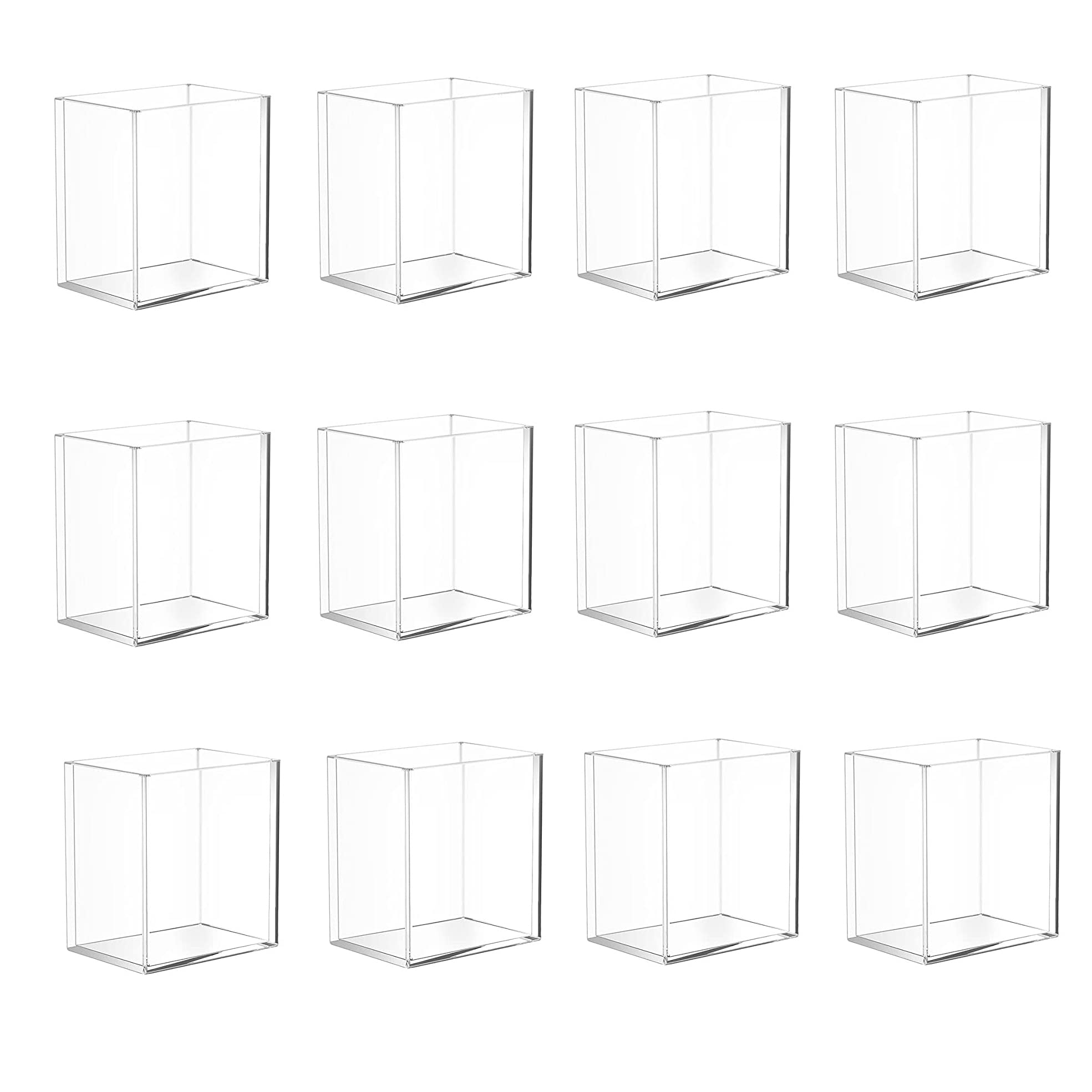 Dingelex 12 Pack Clear Acrylic Pencil Holder - Transparent Pen Cup Organizer for Desk, Office, School & Home - Perfect for Markers, Pens, Brushes & Art Supplies Storage