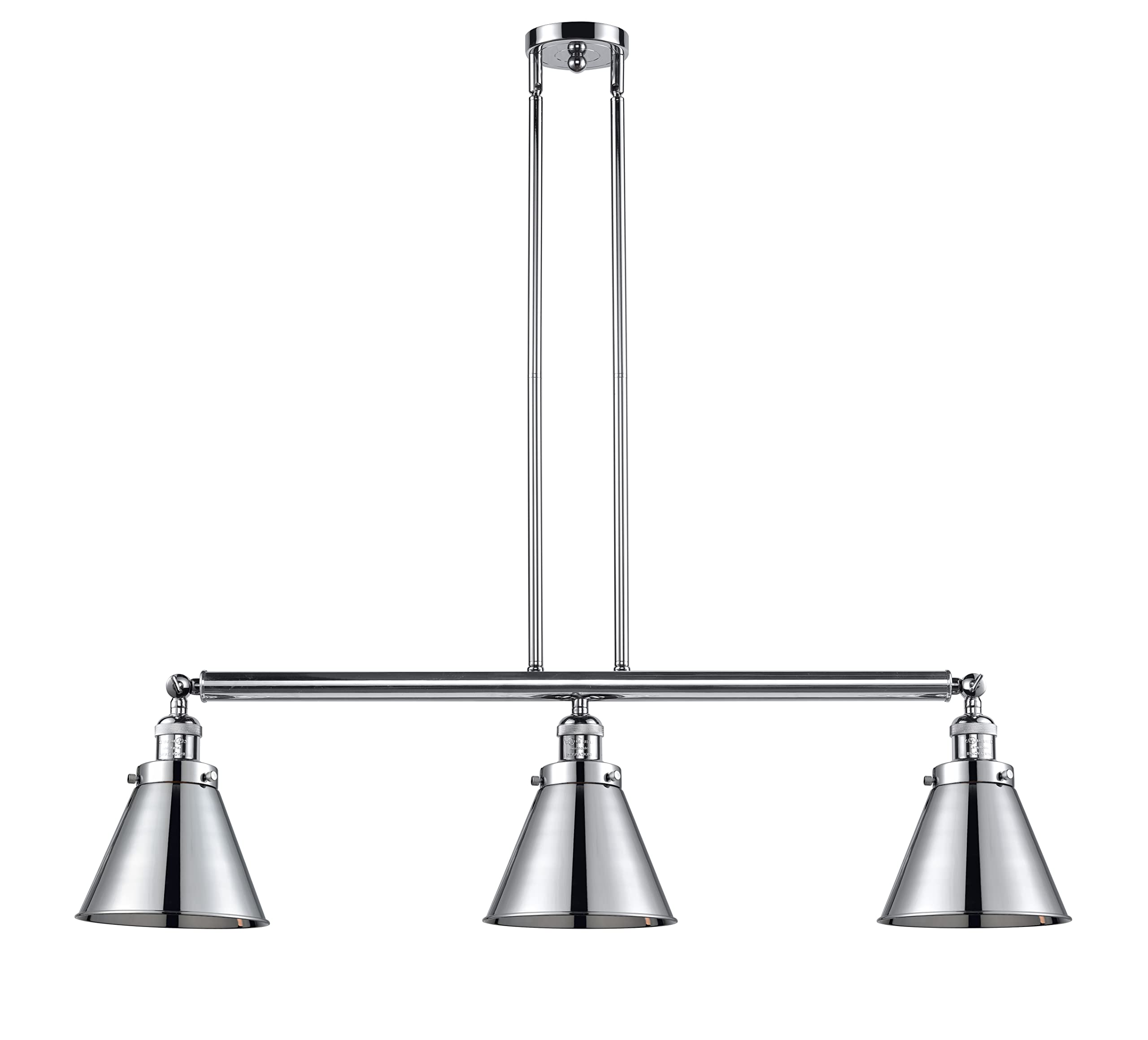 Franklin Restoration Collection 213-PC-M13-PC 3-Light Island Pendant Light Fixture - 8 Inch Silver Finish - Modern Kitchen Island Lighting for Dining Room & Bar Counter
