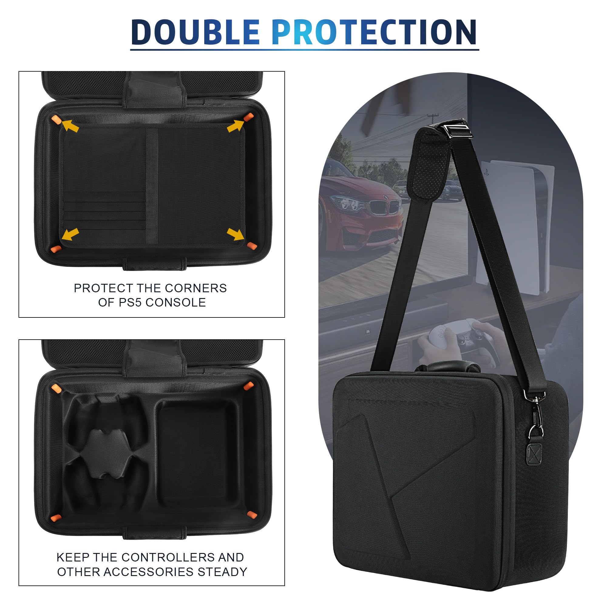 PS5 Hard Shell Travel Case - Protective Cover for PlayStation 5 Console & Controllers | Gaming Storage & Transport