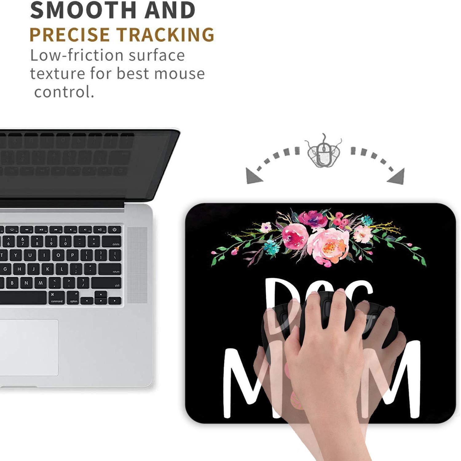 Premium Gaming Mouse Pad & Coasters Set - Non-Slip Rubber Mousepad with Floral Dog Mom Design for Work & PC Gaming - Perfect for Office, Home Desk & Gaming Setup